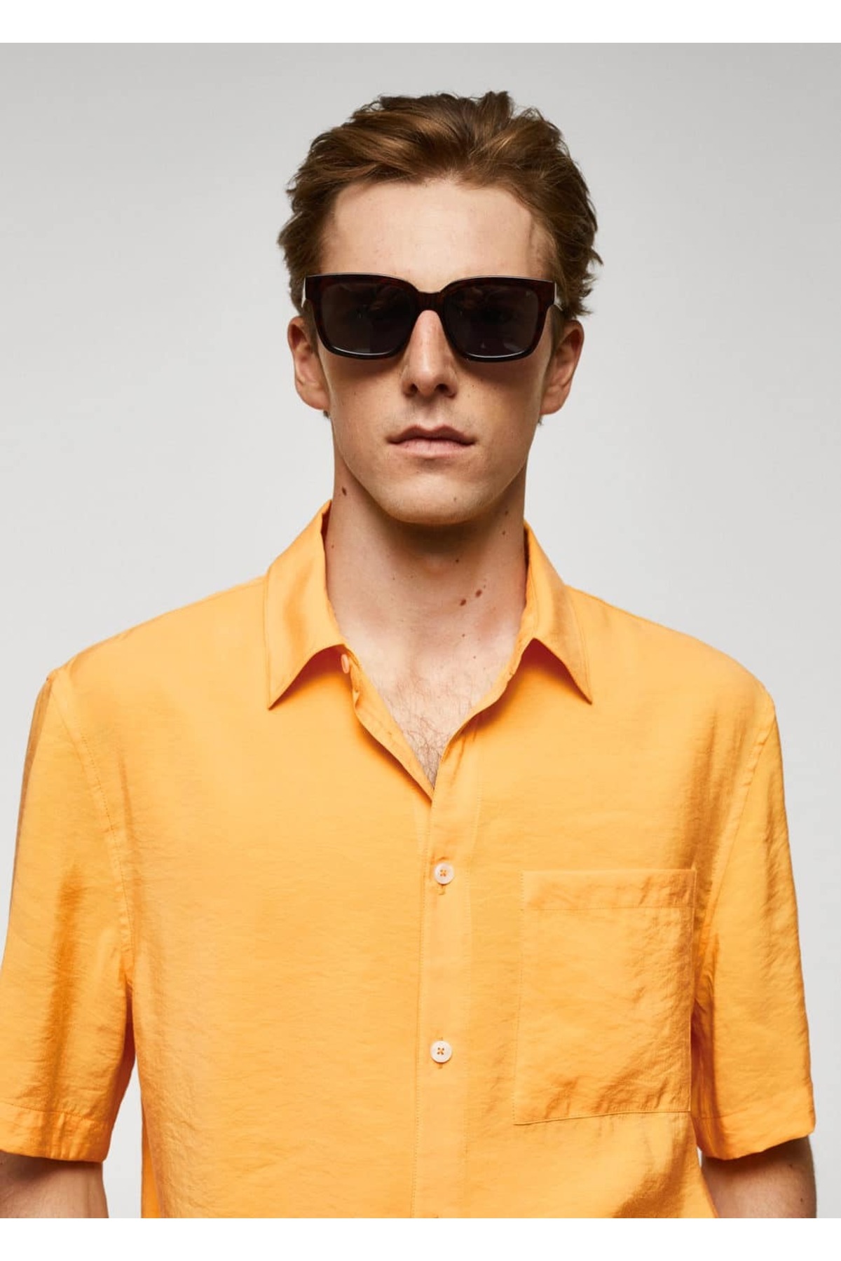 پیراهن مردانه نارنجی منگوMANGO Man | 57022516 اورجینال - تصویر 5