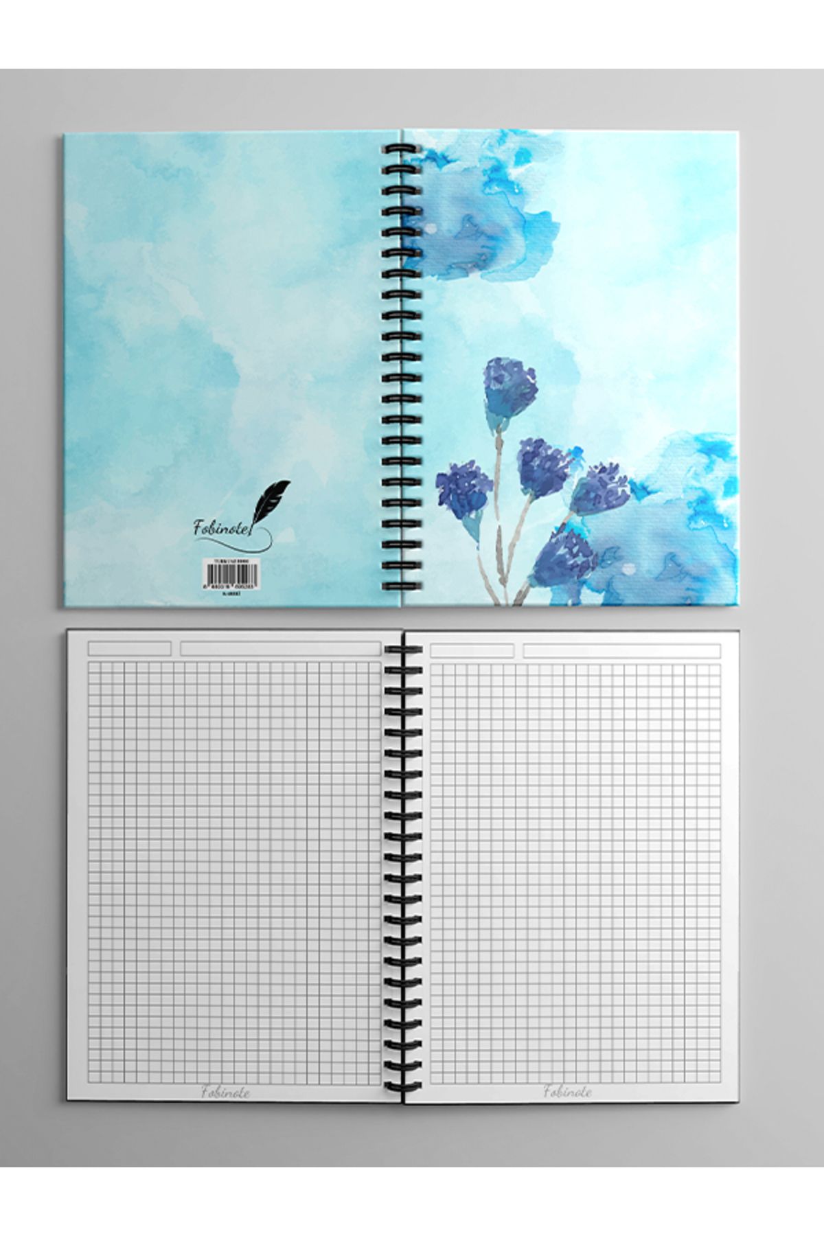 Fobinote-Spiral School Notebook 80 Sheets (1 Piece) - A5 Size Checkered Notebook 2