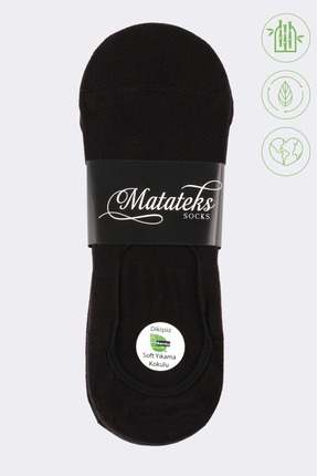 Matateks Bambu Erkek Babet Siyah Çorap Dikişsiz Görünmez Kaydırmaz Topuk Sili...