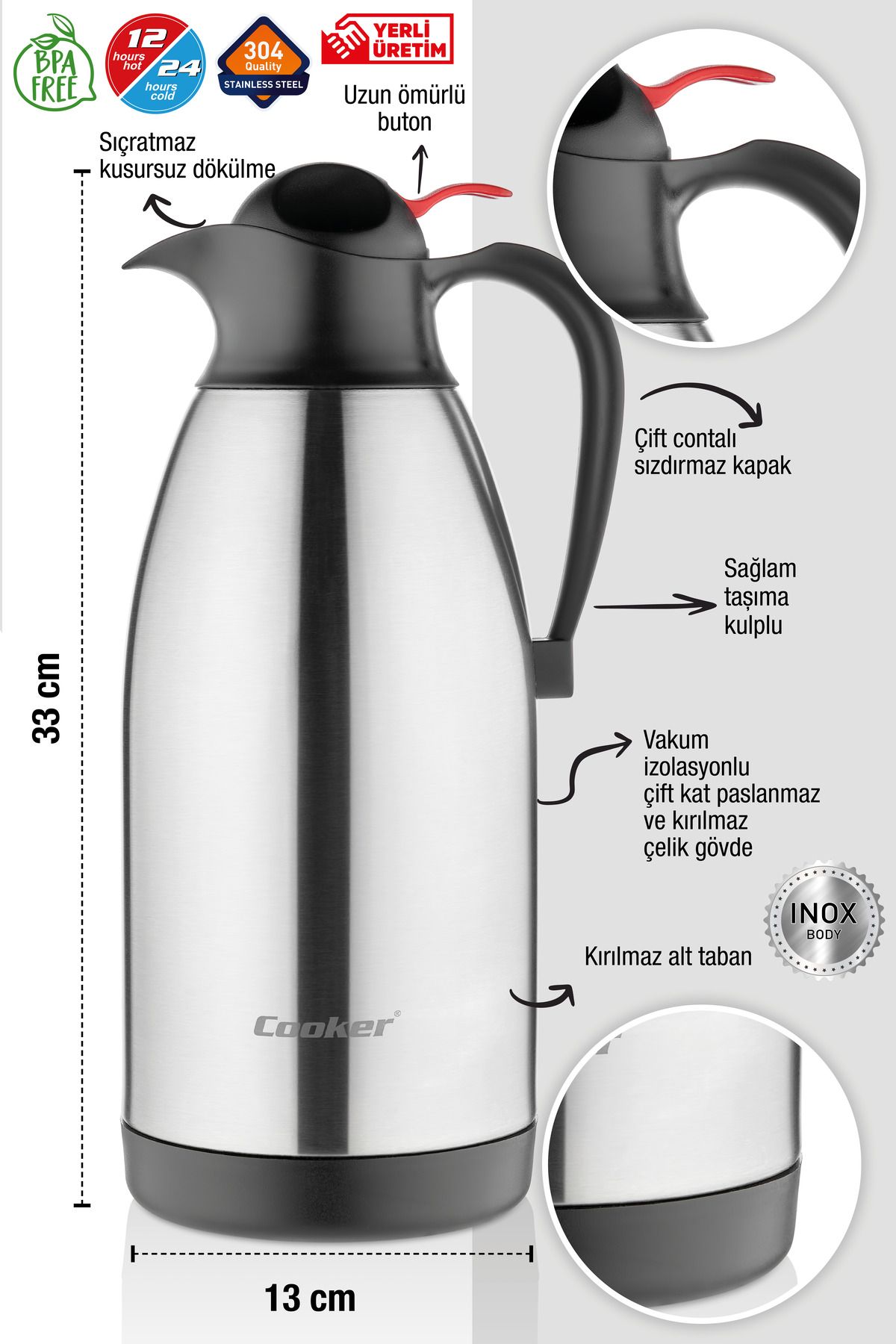 فلاسک سفید CKR 2012 2.5 لیتری استیل Cooker