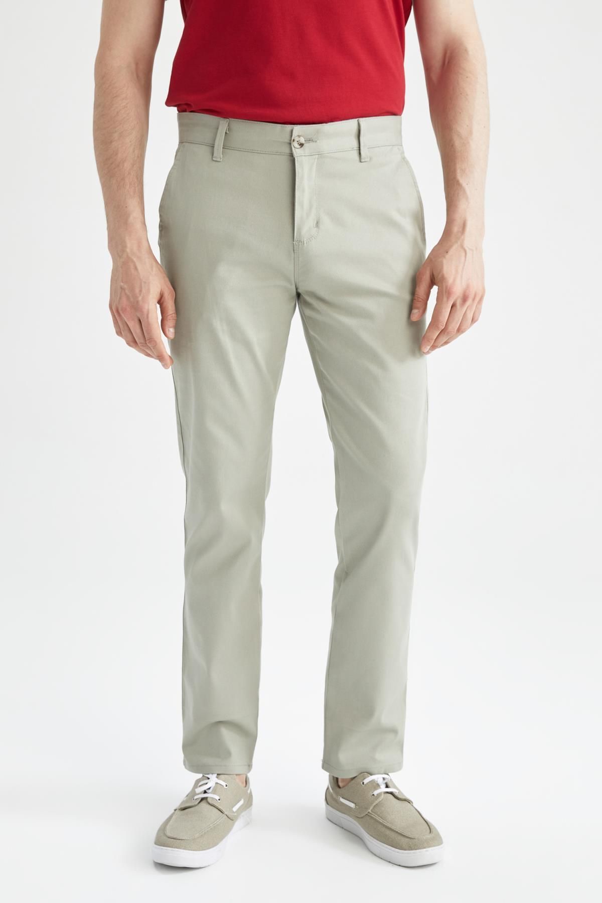 DeFacto-Regular Fit Basic Baumwoll-Chinohose T1052az22sp 5