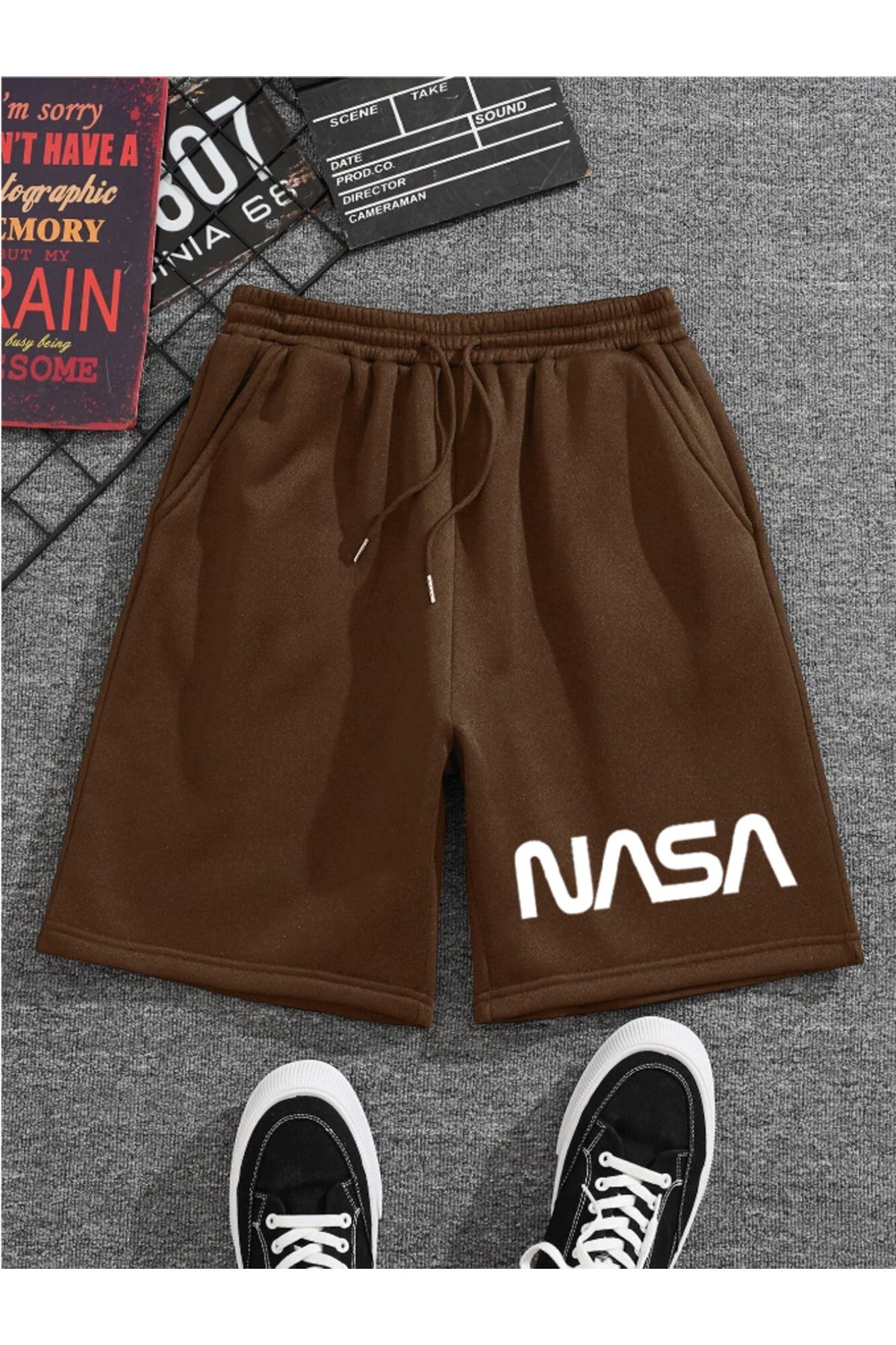 Revasser Unisex Kad n Erkek Nasa Ozel Bask l Renkli K sa Penye ort Shorts Fiyat Yorumlar Trendyol