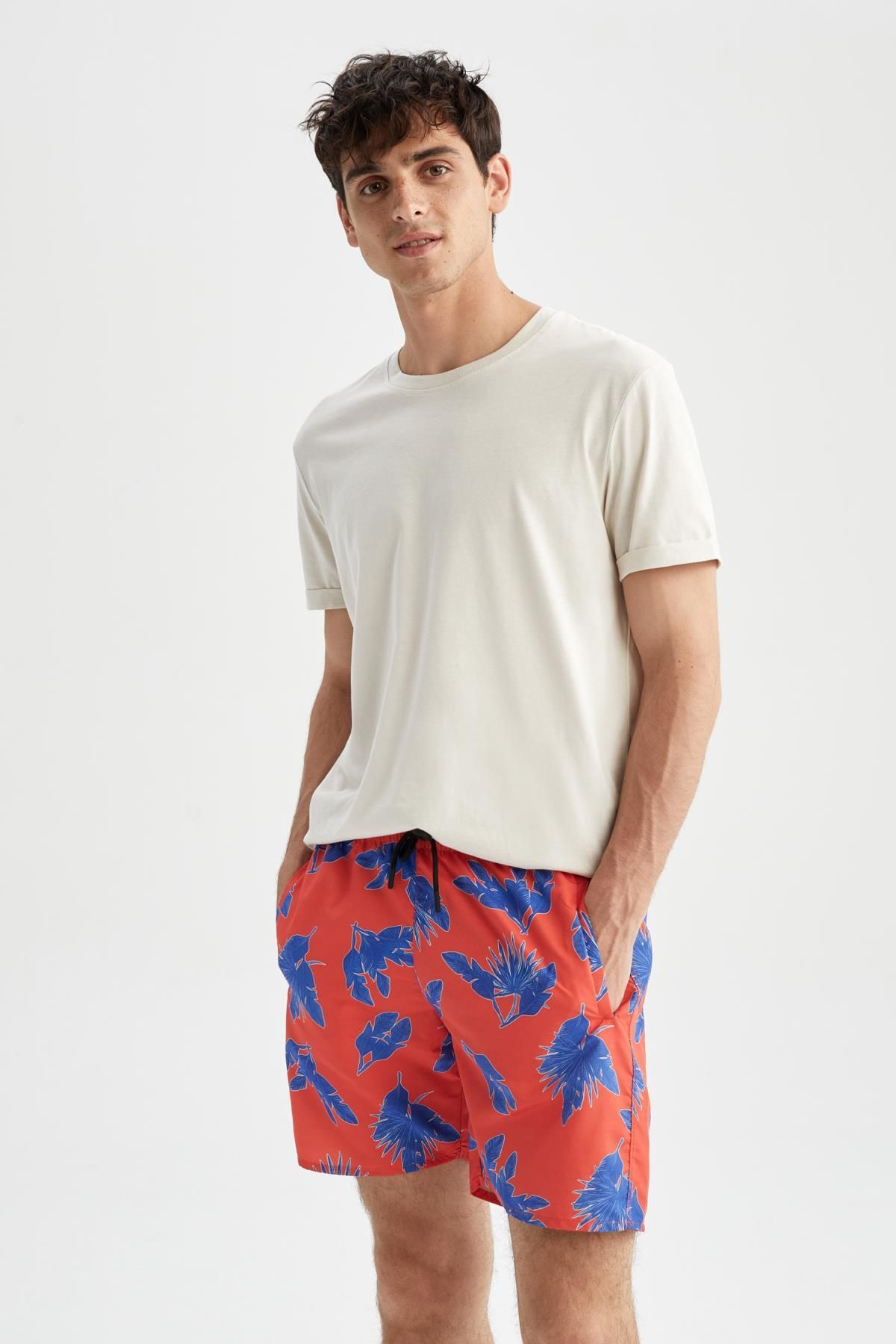 DeFacto-Regular Fit Patterned Short Swim Shorts Y8925az22hs 2