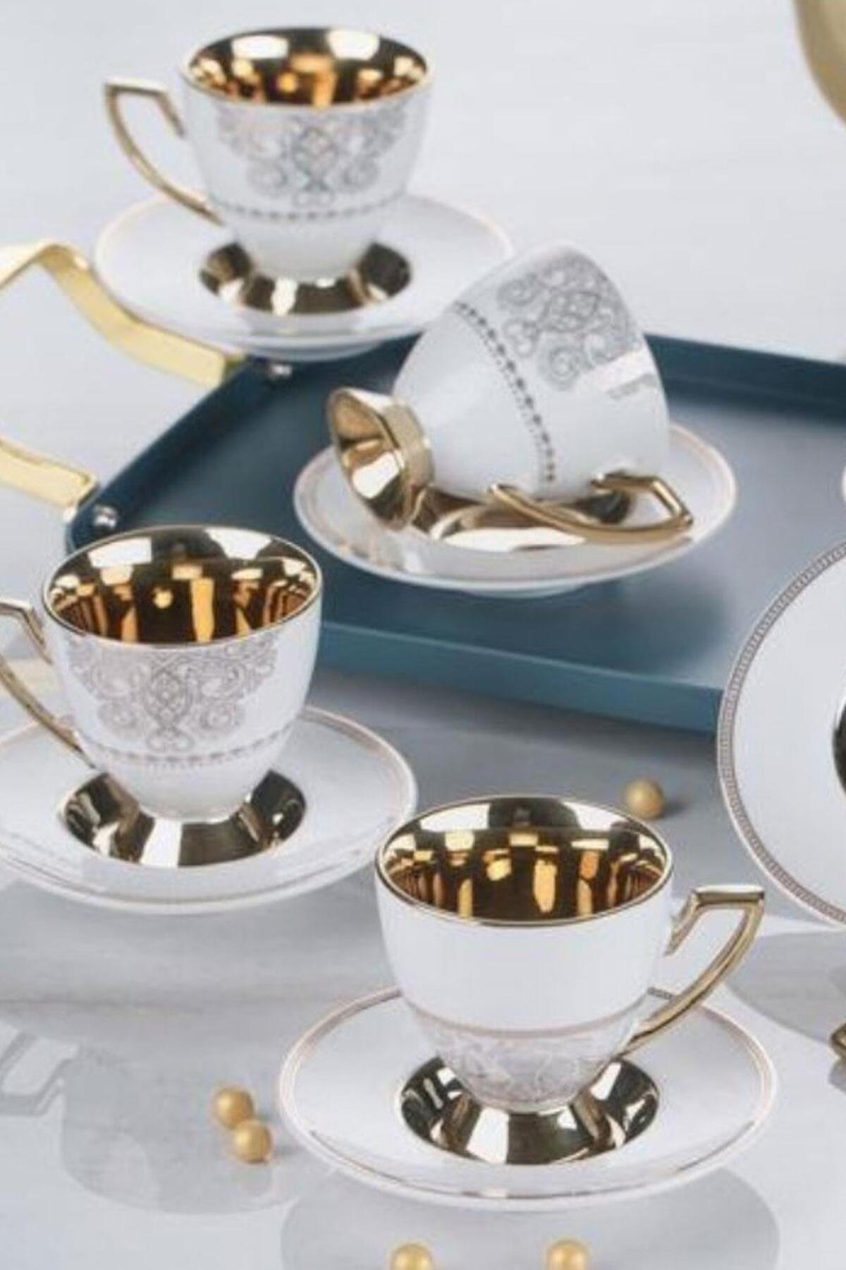 ACAR Swan Gold Yaldızlı 6 Kişilik Porselen Kahve Fincan Takımı - Fiyatı ...