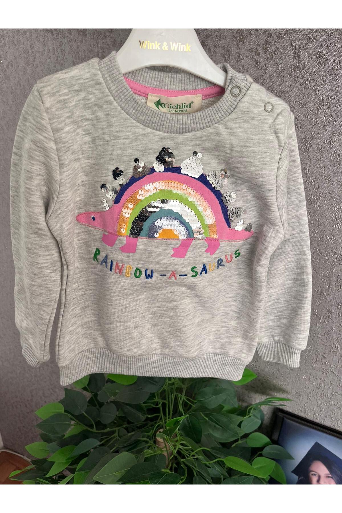 cichlid Kız bebek sweatshirt kaplumbağalı fotoğrafı 5 (önizleme)