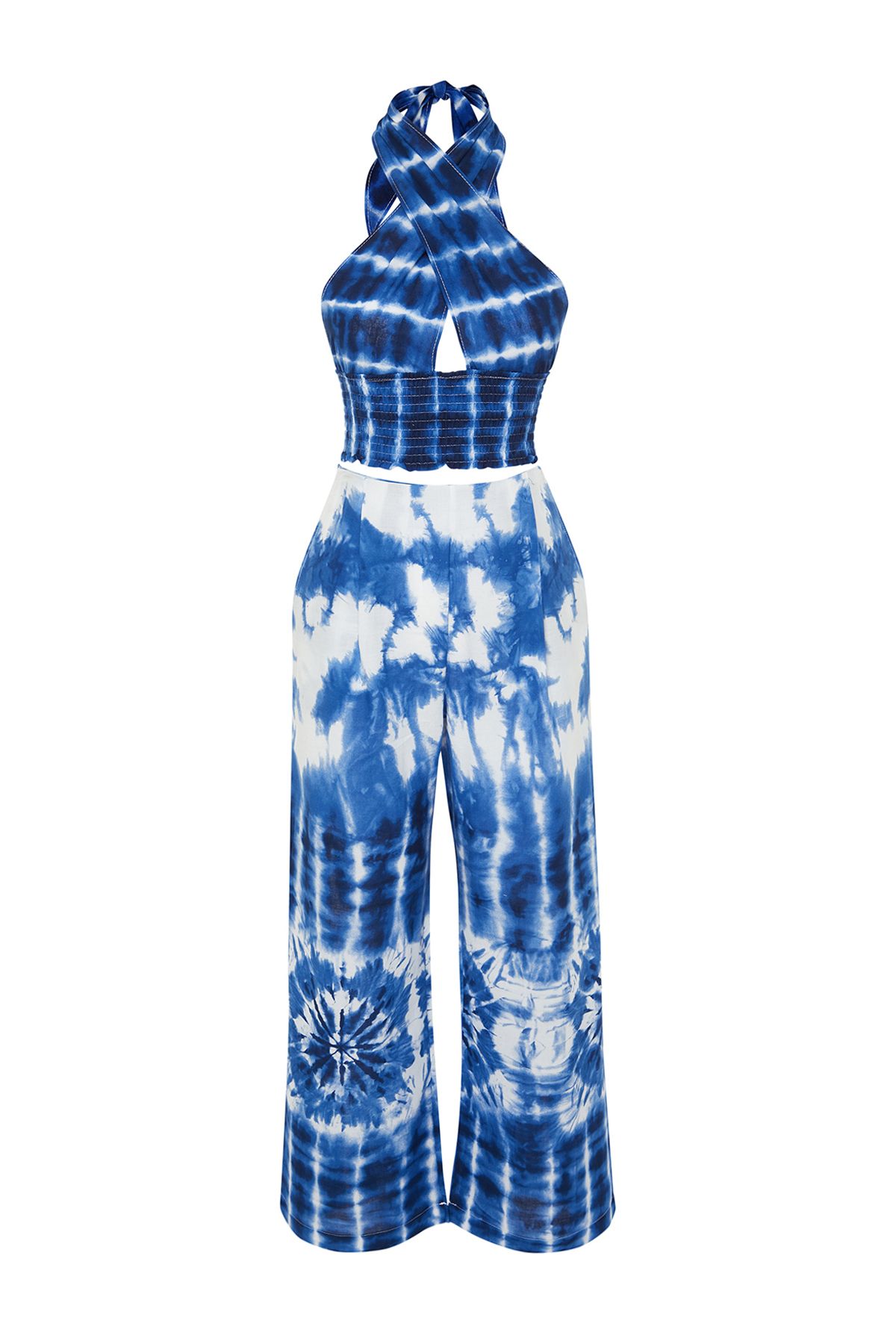 Trendyol Collection-Cotton Woven Abstract Print Blouse and Pants Beach Set - Tbess24Au00013 14