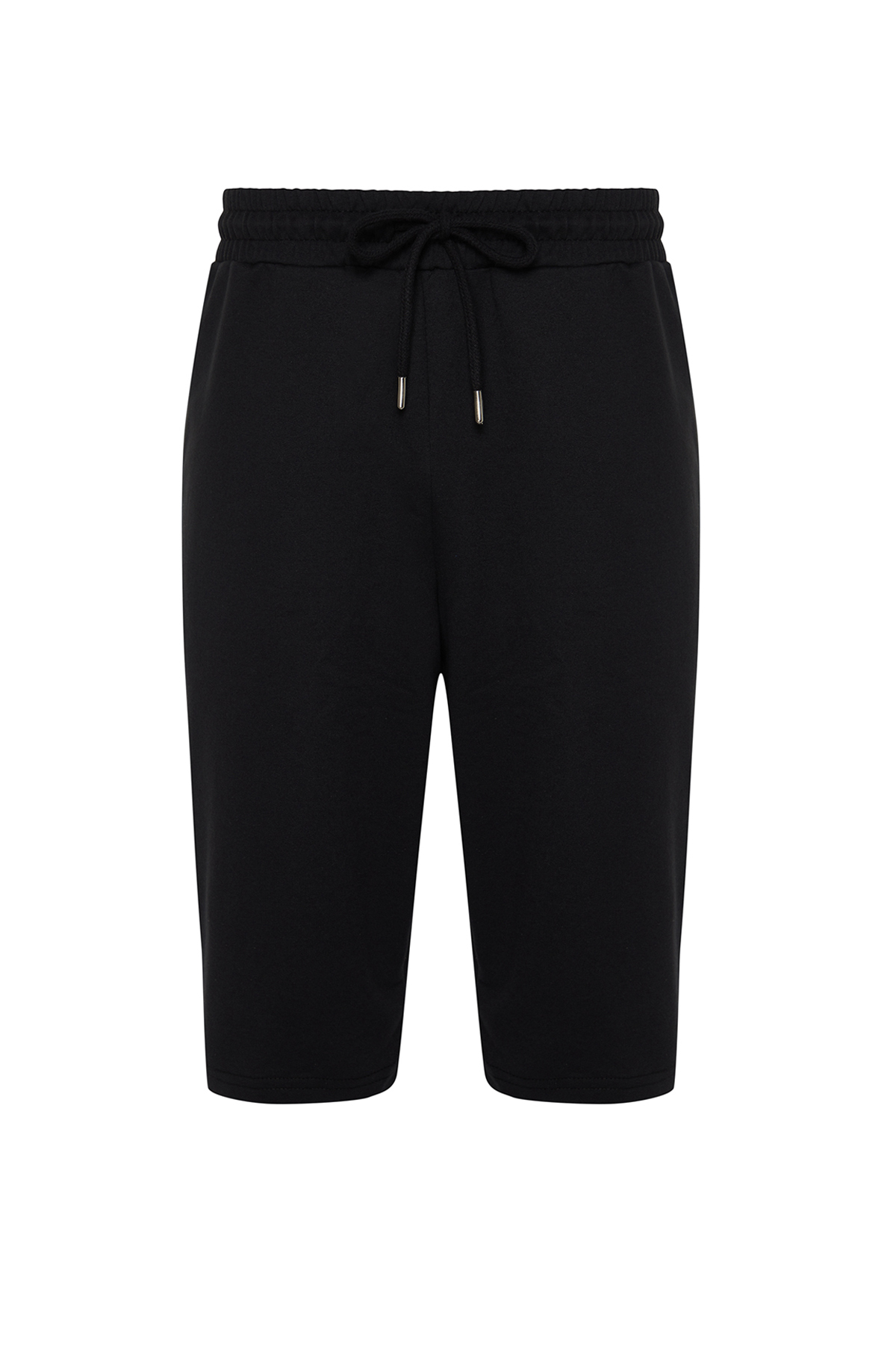 Trendyolmilla  Basic Siyah Regular/Normal Kesim Uzun Boy Lastik Belli Kordonlu Şort TMNSS24SR00036 - Görsel 7