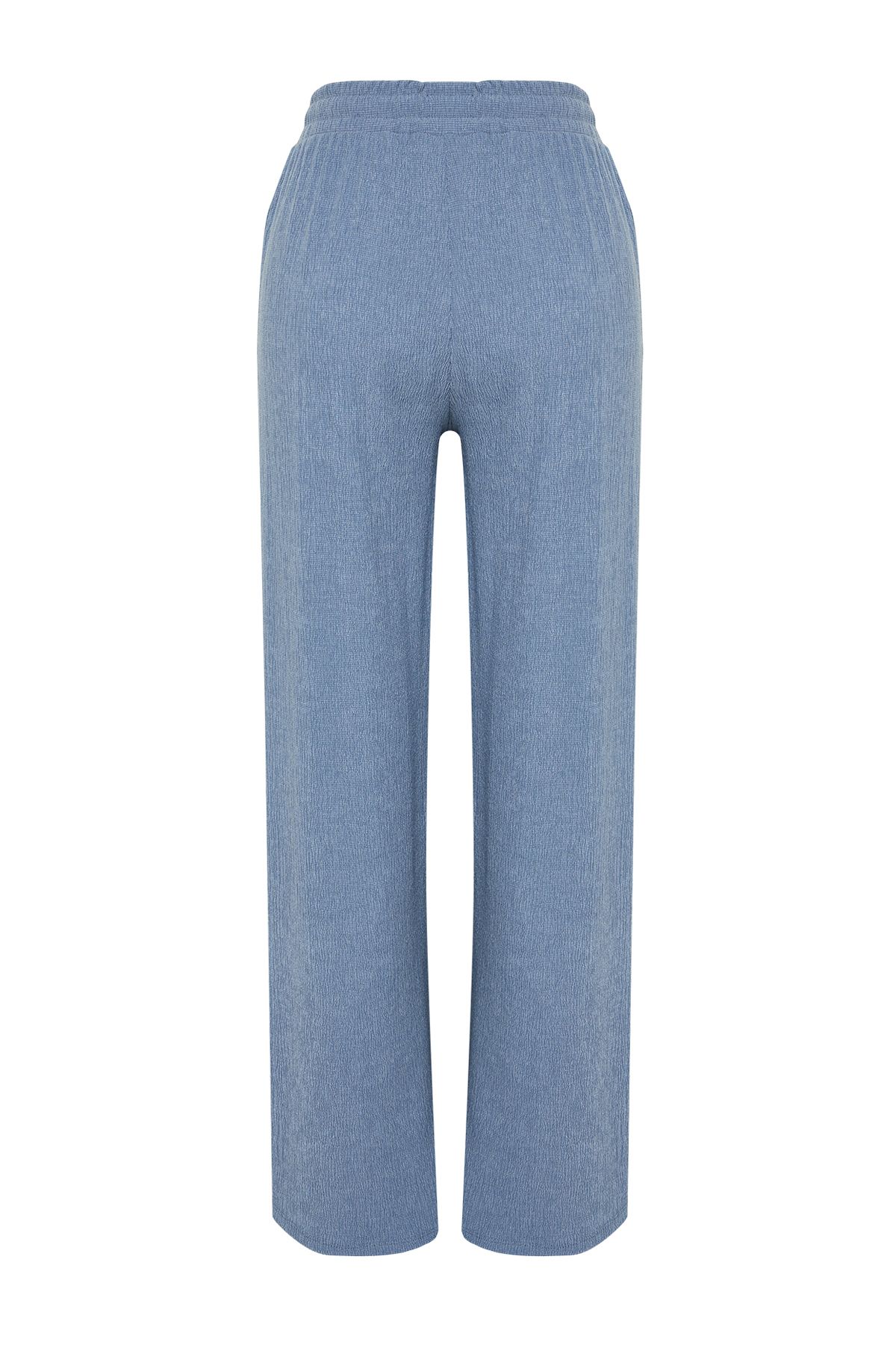 Trendyol Collection-Ευέλικτο πλεκτό παντελόνι Premium Indigo με φαρδύ πόδι TWOSS24PL00054 14