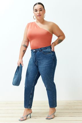 Trendyol Curve Mavi Yüksek Bel Mom Fit Jeans TBBSS24CJ00023