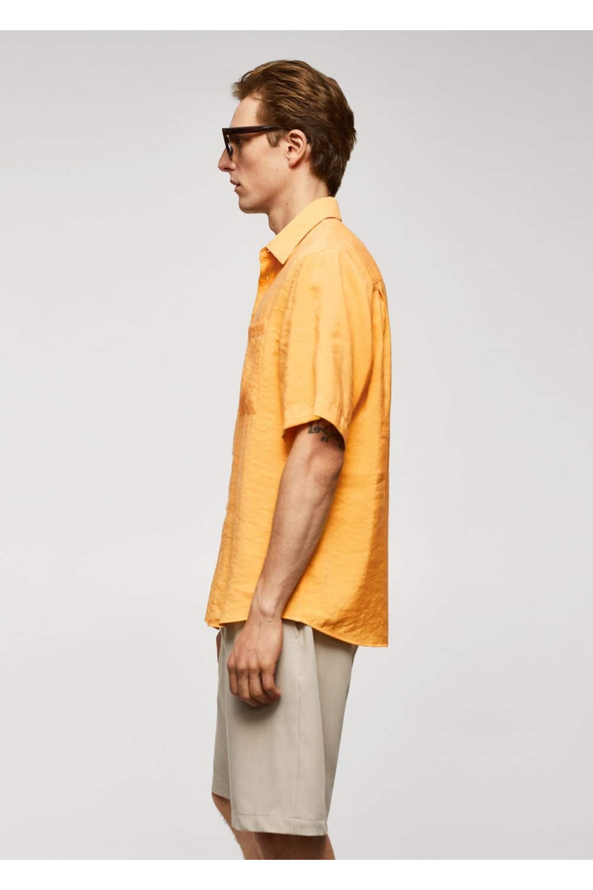 پیراهن مردانه نارنجی منگوMANGO Man | 57022516 اورجینال - تصویر 6