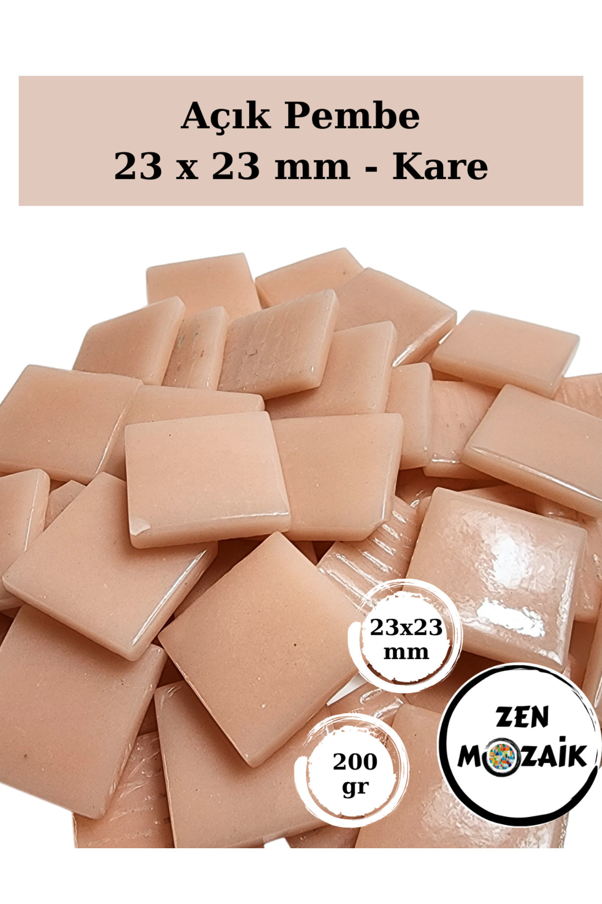 Zen Mozaik Sanatsal Mozaik Çalışmalarınız için 23 x23 mm - Kare Cam Mozaik Taşı