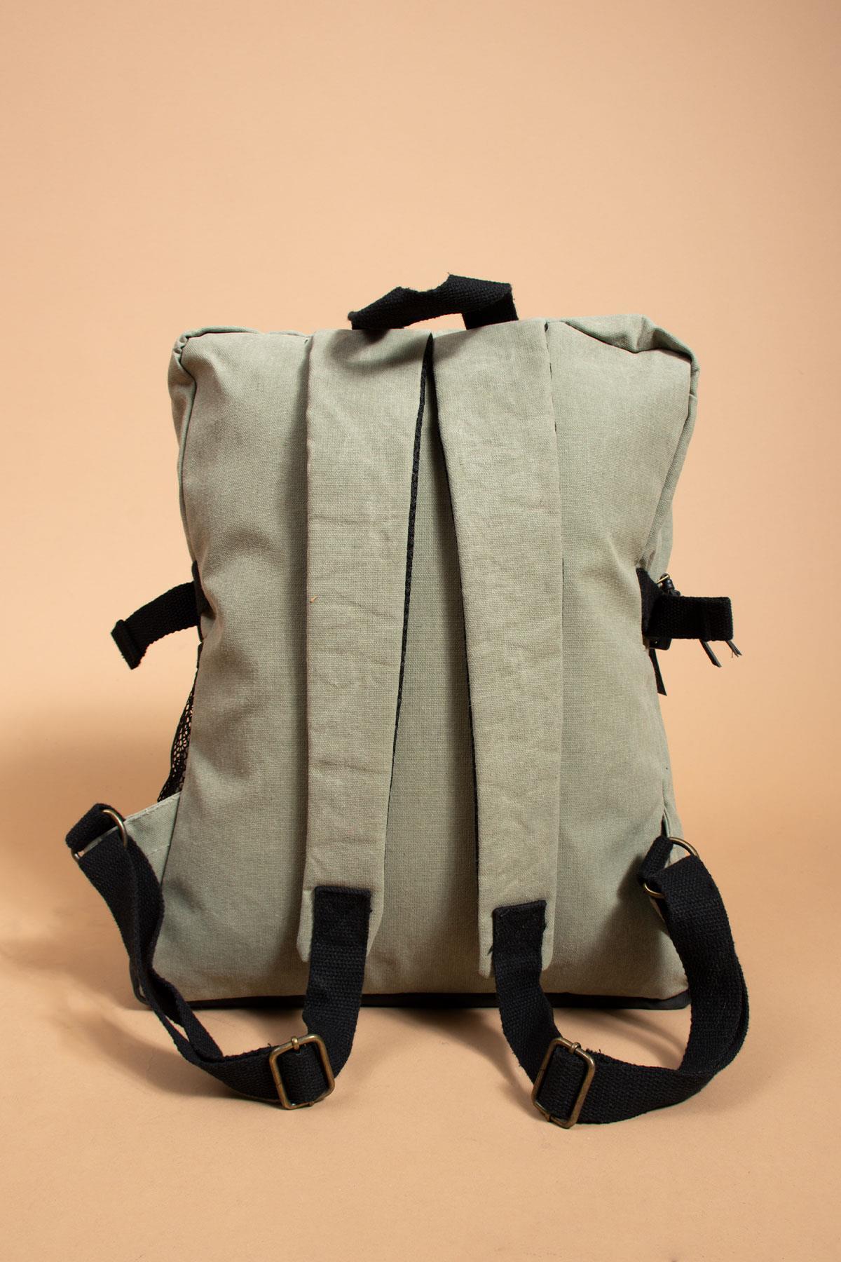 MELAMS Kullanışlı Seyahat ve Taşıma Çantası Vintage Kanvas Yan Cepli Su Geçirmez Unisex Sırt Çantası fotoğrafı 5 (önizleme)