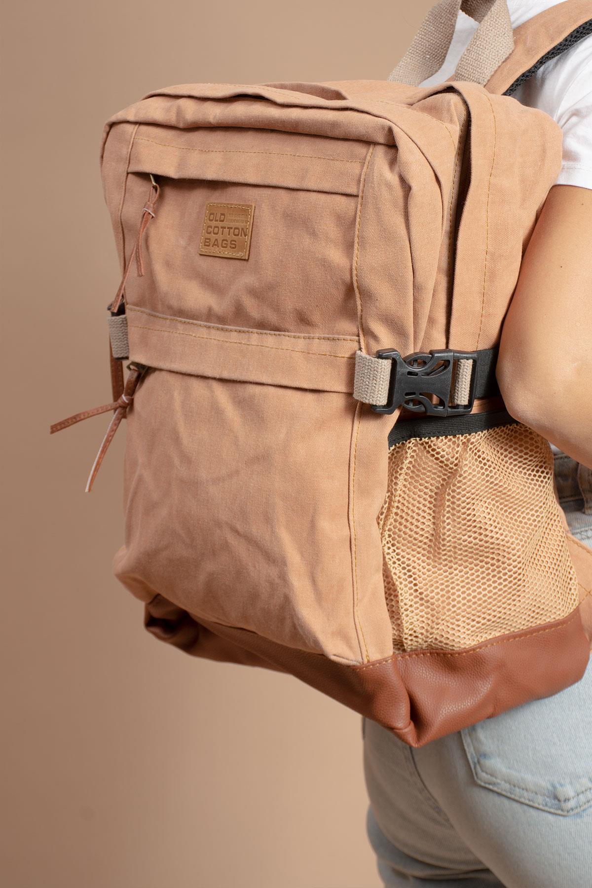 MELAMS Kullanışlı Seyahat ve Taşıma Çantası Vintage Kanvas Yan Cepli Su Geçirmez Unisex Sırt Çantası fotoğrafı 6 (önizleme)