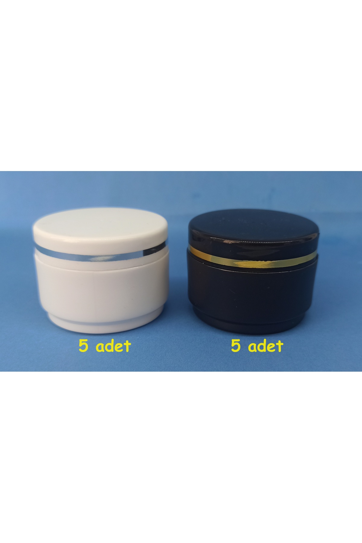 demethome 25 Ml Mini şeritli Boş Pomat-krem-kozmetik Kutusu 5 siyah + 5 beyaz 25 cc plastik krem kavanozu