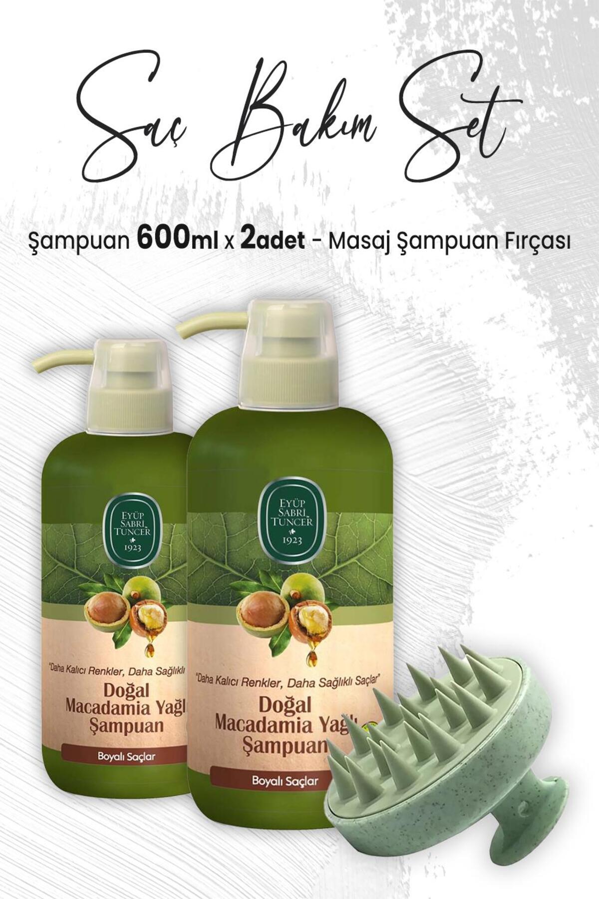 Macadamia Yağlı Şampuan 600 ml X 2 Adet Ve Masaj Şampuan Fırçası Yeşil