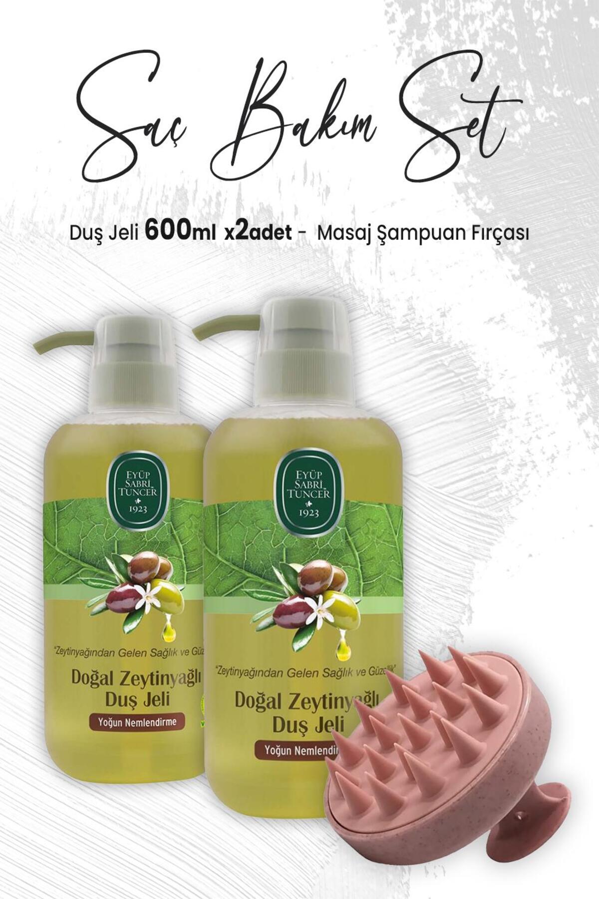 Zeytinyağlı Duş Jeli 600 ml X 2 Adet Ve Masaj Şampuan Fırçası Pembe