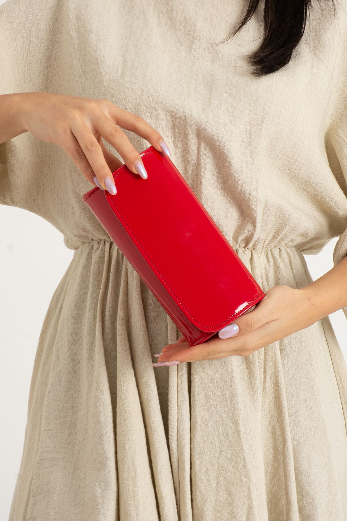 efnanstore RED Patent Leather MINI SIZE EVENING BAG PORTFOLIO BAG CLUTCH BAG Trendyol