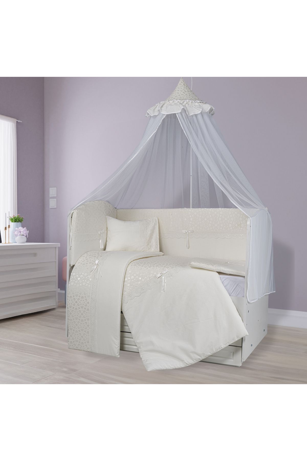 Tugu Home&baby Ebrar %100 Pamuk 9 Parça 70x130 Cm Beşik Uyku Seti,bebek Uyku Takımı,anne Yanı Set