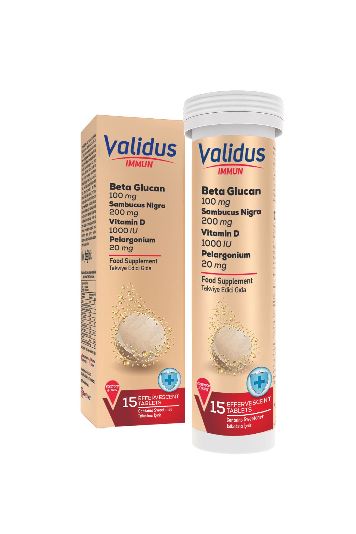 Validus-Immun Beta Glucan + Echinacea Sambucus Nigra + Coenzyme Q10 + Pelargonium 15 Effervescent Tablets 1
