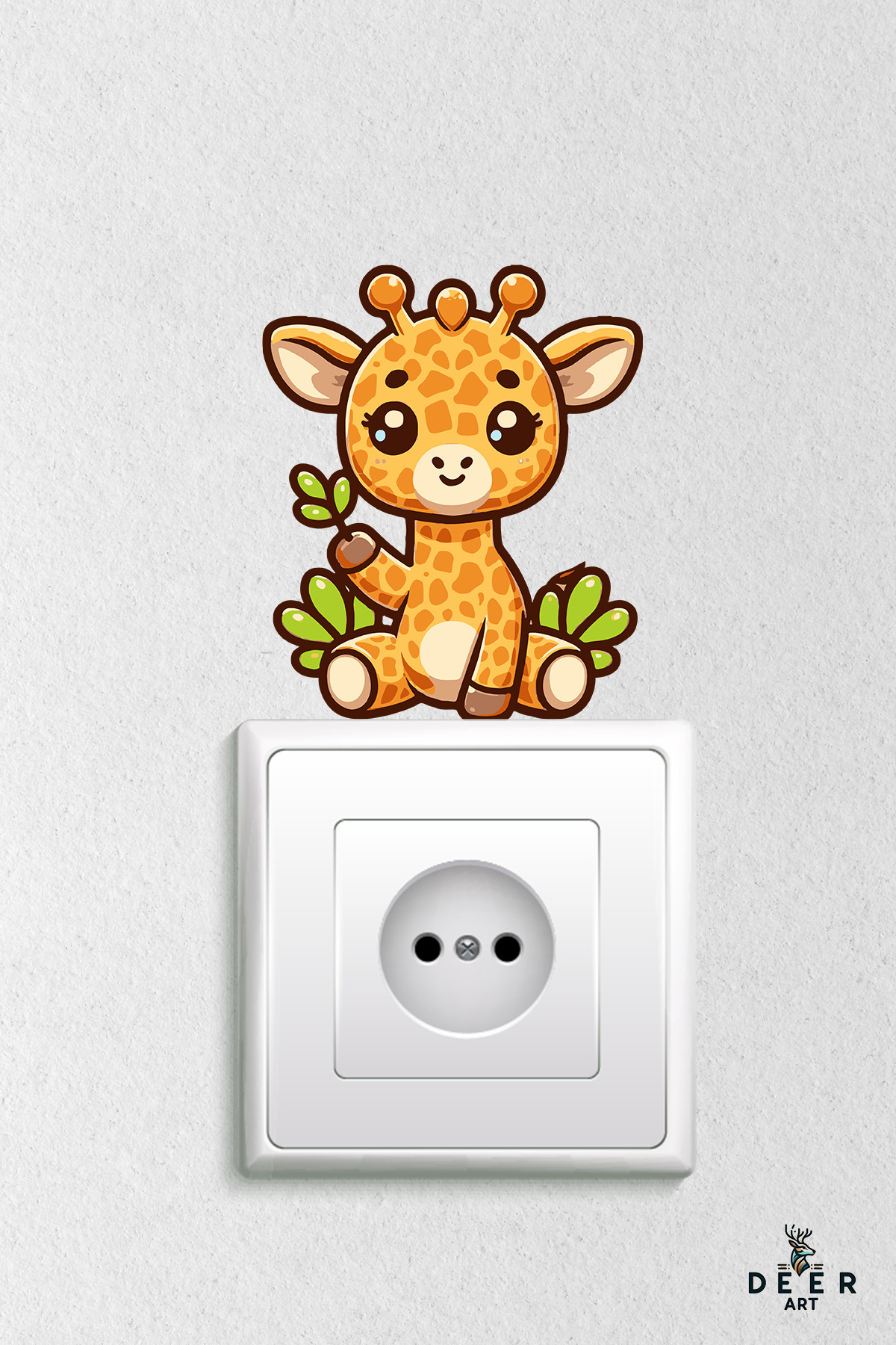 deer art Priz Sticker - Sevimli Zürafa Çocuk Odası Dekoratif Duvar Sticker - Dads3 fotoğrafı 2 (önizleme)