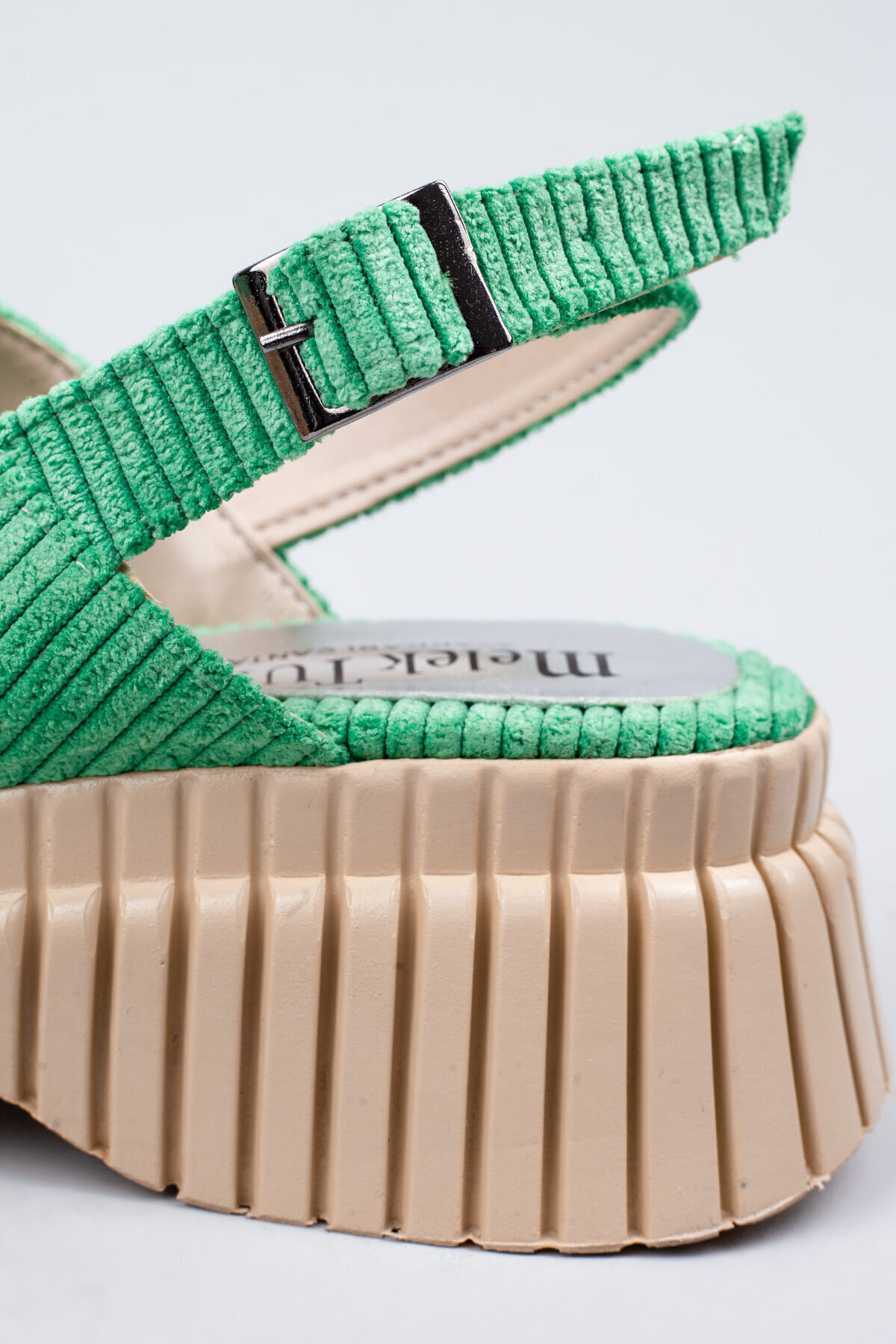 صندل زنانه سبز Melek Tuna | 26SDRÇPRZ310 اورجینال - تصویر 8