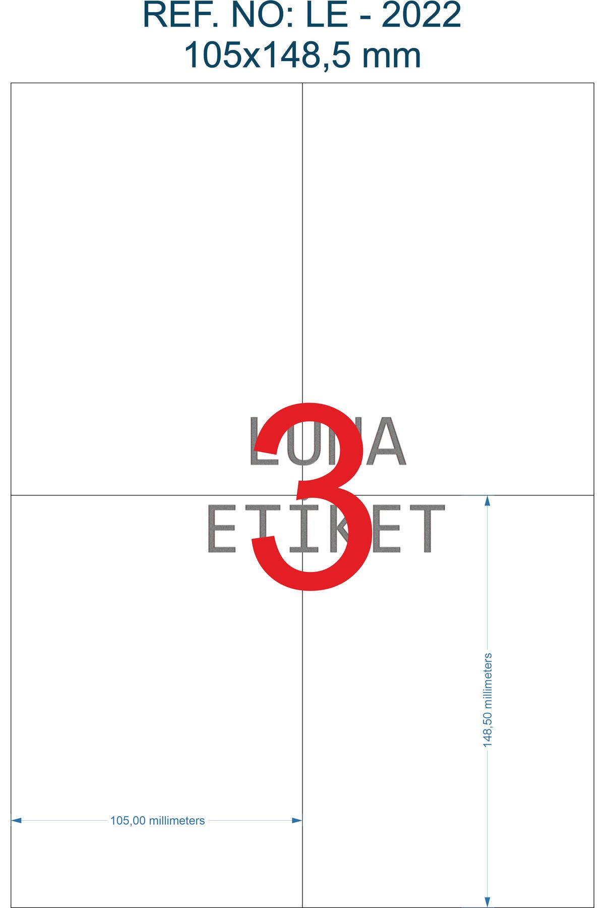 LUNA ETİKET LE-04  A4/4 Lazer Kağıt 105 mm x 148,5 mm - 400'lü