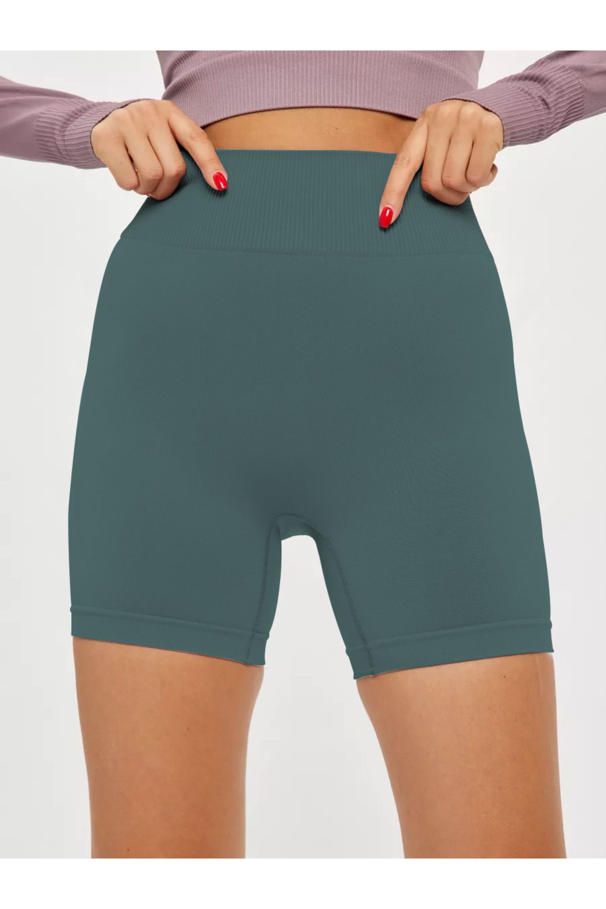 MİSTİRİK Model Jerovin Recovery Biker Push Up Short Shorts Culoare Gri Albastru Femeie - M