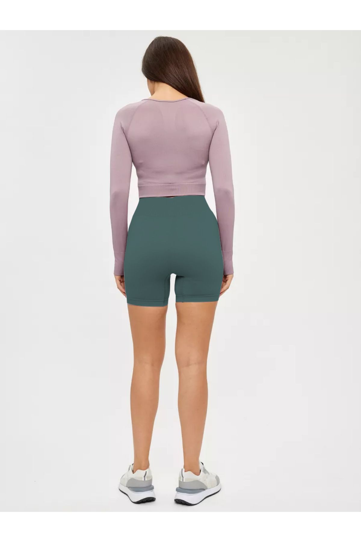 MİSTİRİK-Jerovin Model Recovery Knitted Seamless Push Up Effective Short Shorts Gray Blue Color 2
