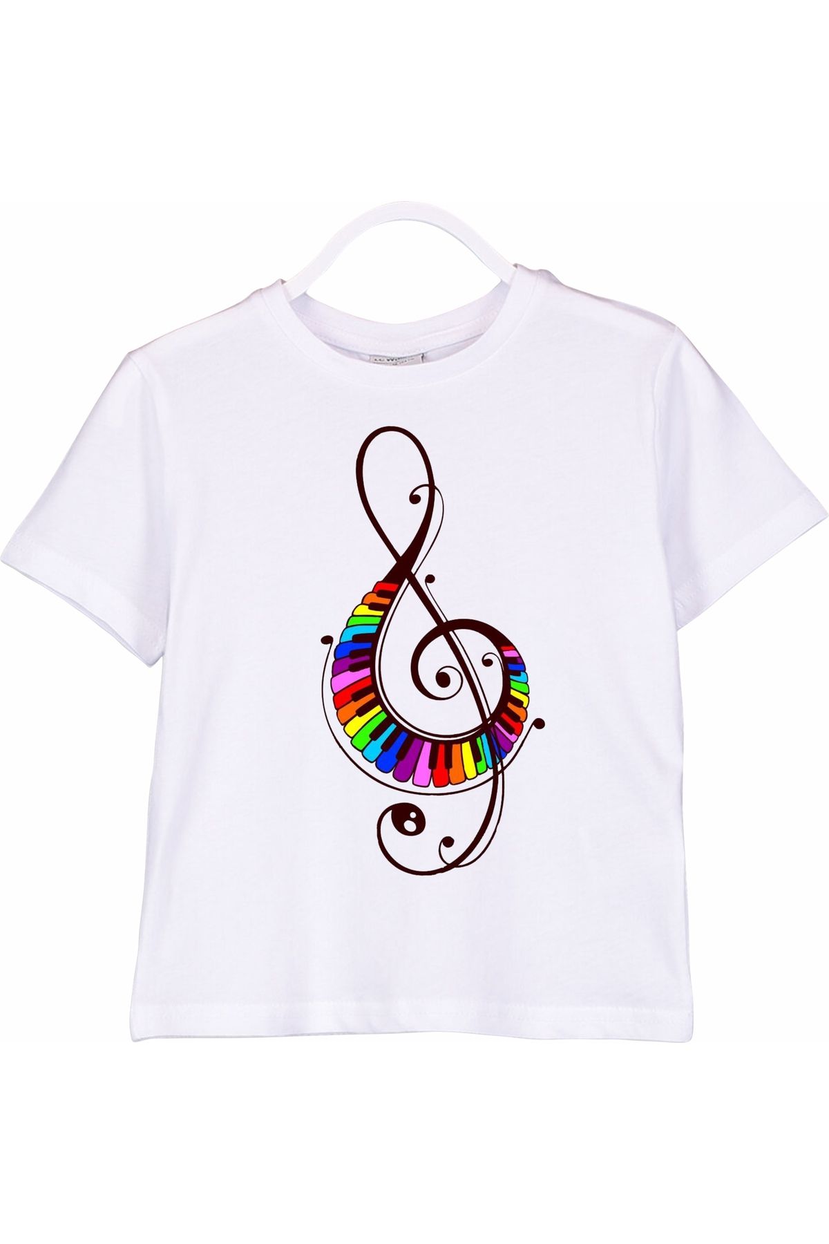 venüsdijital Tricou Pentru Copii De Muzică - Comutator Stânga Design Cu Perdea Cu Note Muzicale Unisex - 8-9 ani