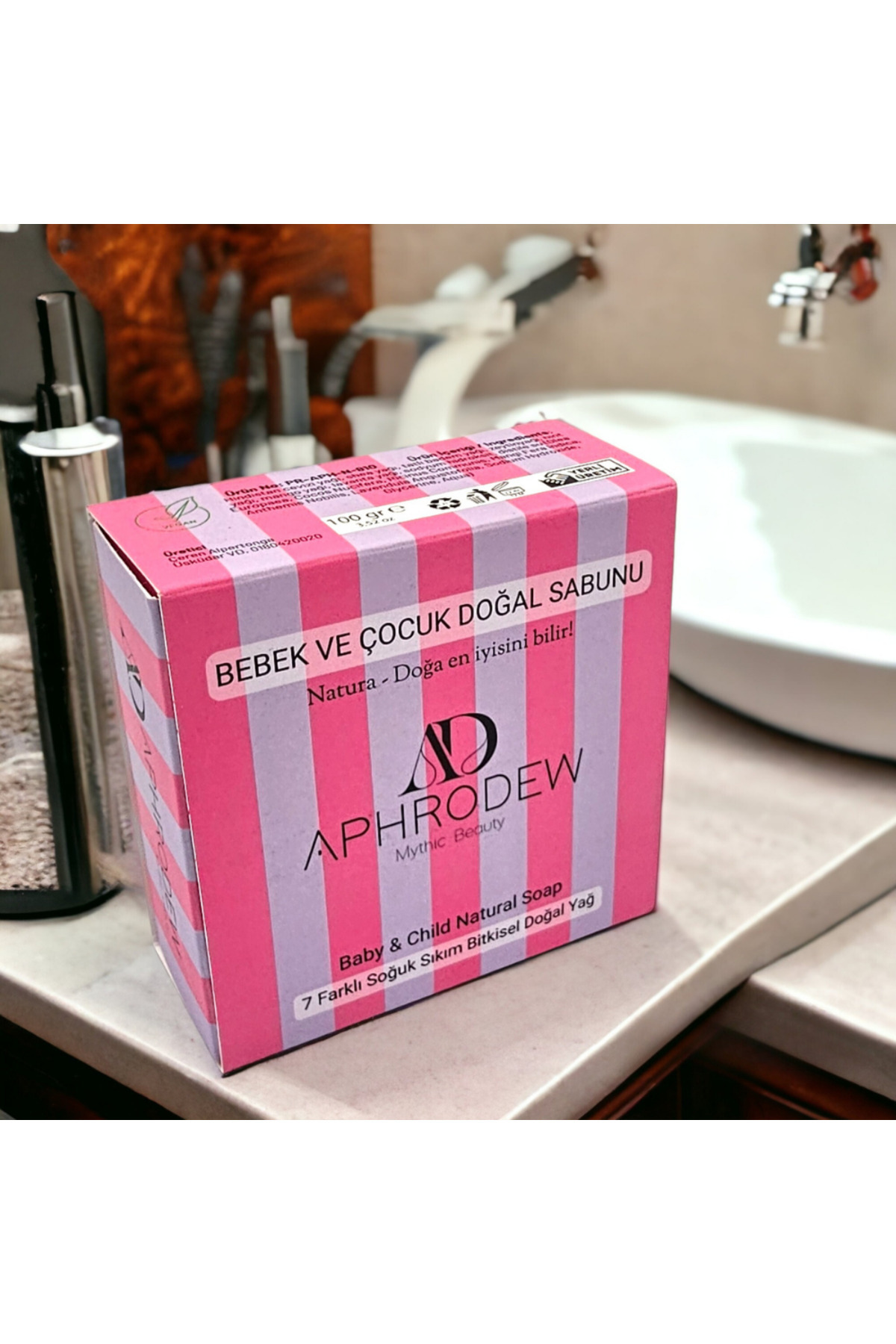 Aphrodew Bebek & Çocuk Vegan Doğal Sabun - 7 Farklı Soğuk Sıkım Bitkisel Doğal Yağ - 100 Gr fotoğrafı 4 (önizleme)