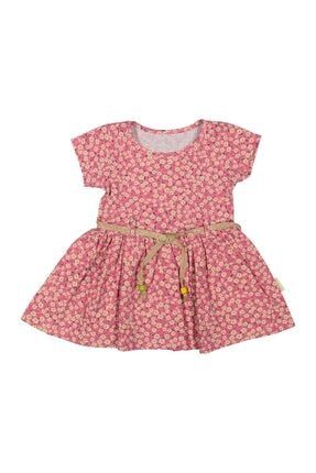 Kız Bebek Fuşya Çiçekli Kemerli Elbise 202918