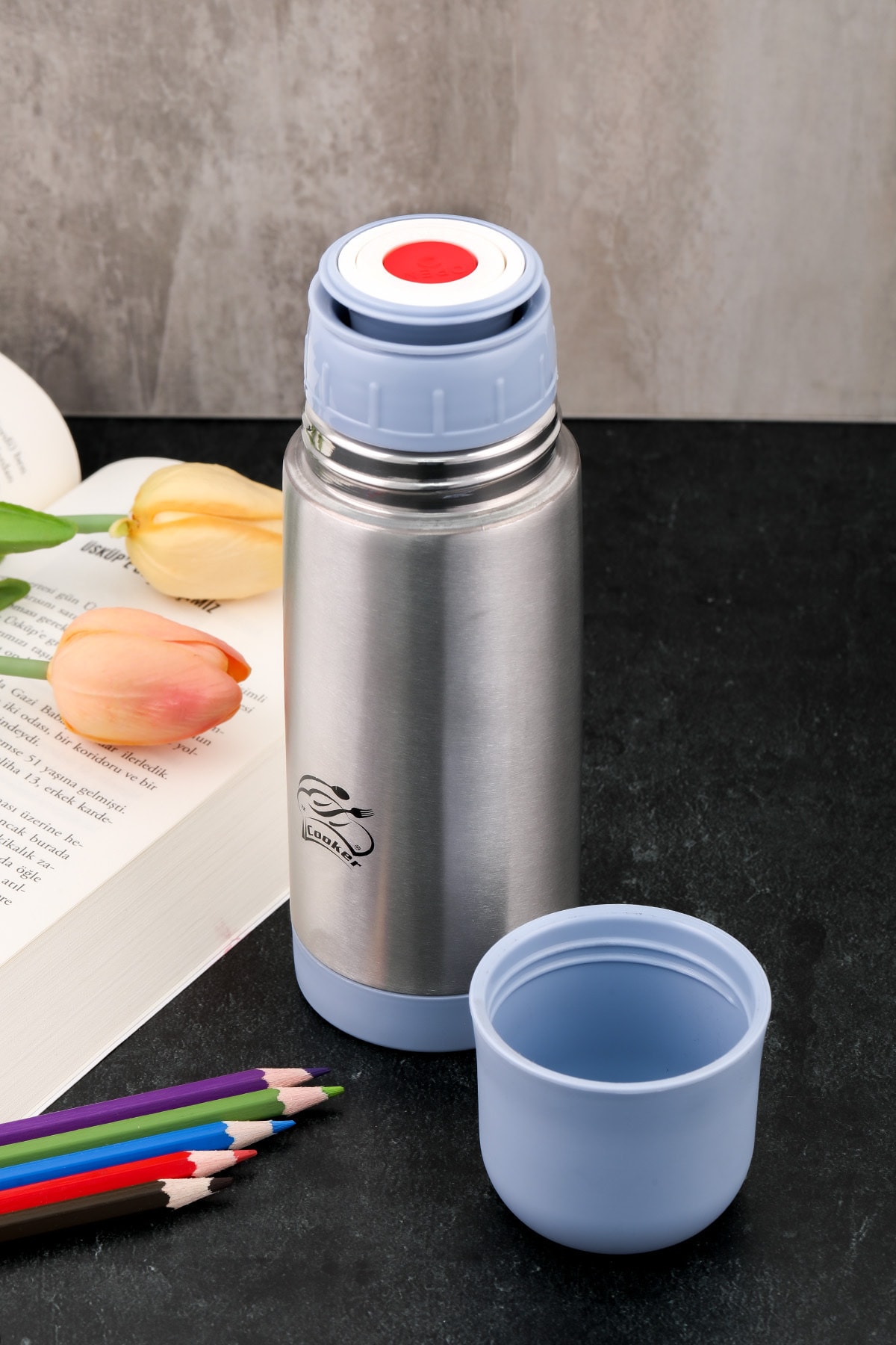 فلاسک Cooker قهوه مناسب کمپینگ پیک نیک استیل 0.3 لیتر فولاد ضد زنگ ممتاز (آبی) اورجینال - تصویر 2