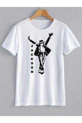 Unisex Beyaz Michael Jackson Baskılı T-shirt Wouw-1050