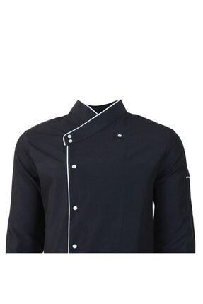 Siyah Beyaz Biyeli Aşçı Ceket TR102011