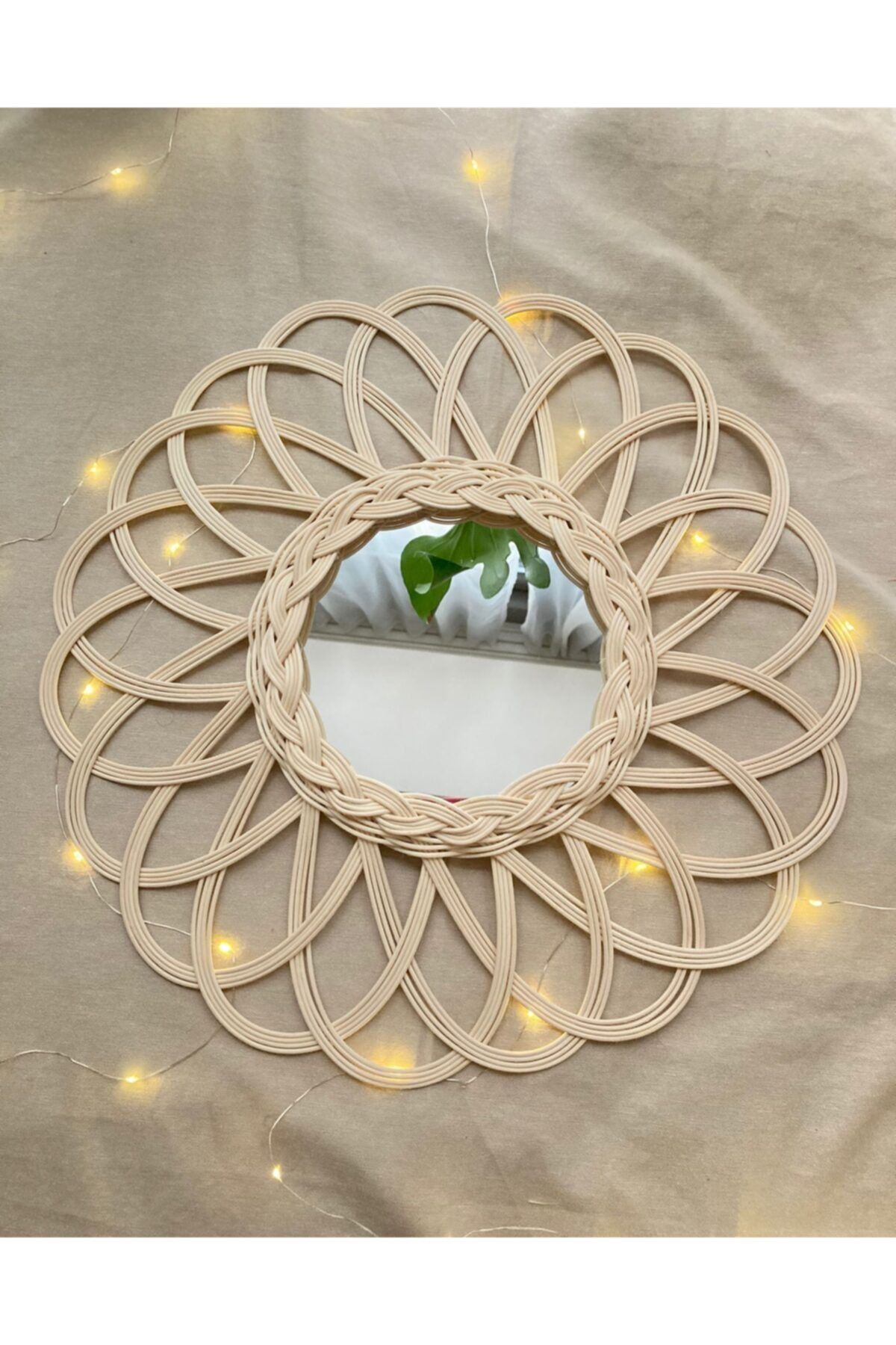 kumru by saadet & fatma Bambu Hasır Rattan Ayna - Sun
