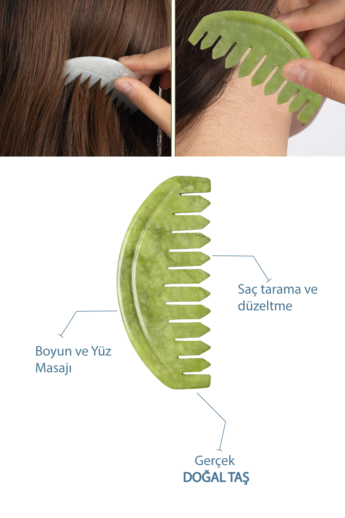 Pembe Kuvars Face Roller Ve Yeşim Tarak Gua Sha Masaj Aleti Doğal Taş Sertifikalı — سبز 8684402563022 — تصویر 5 از 8