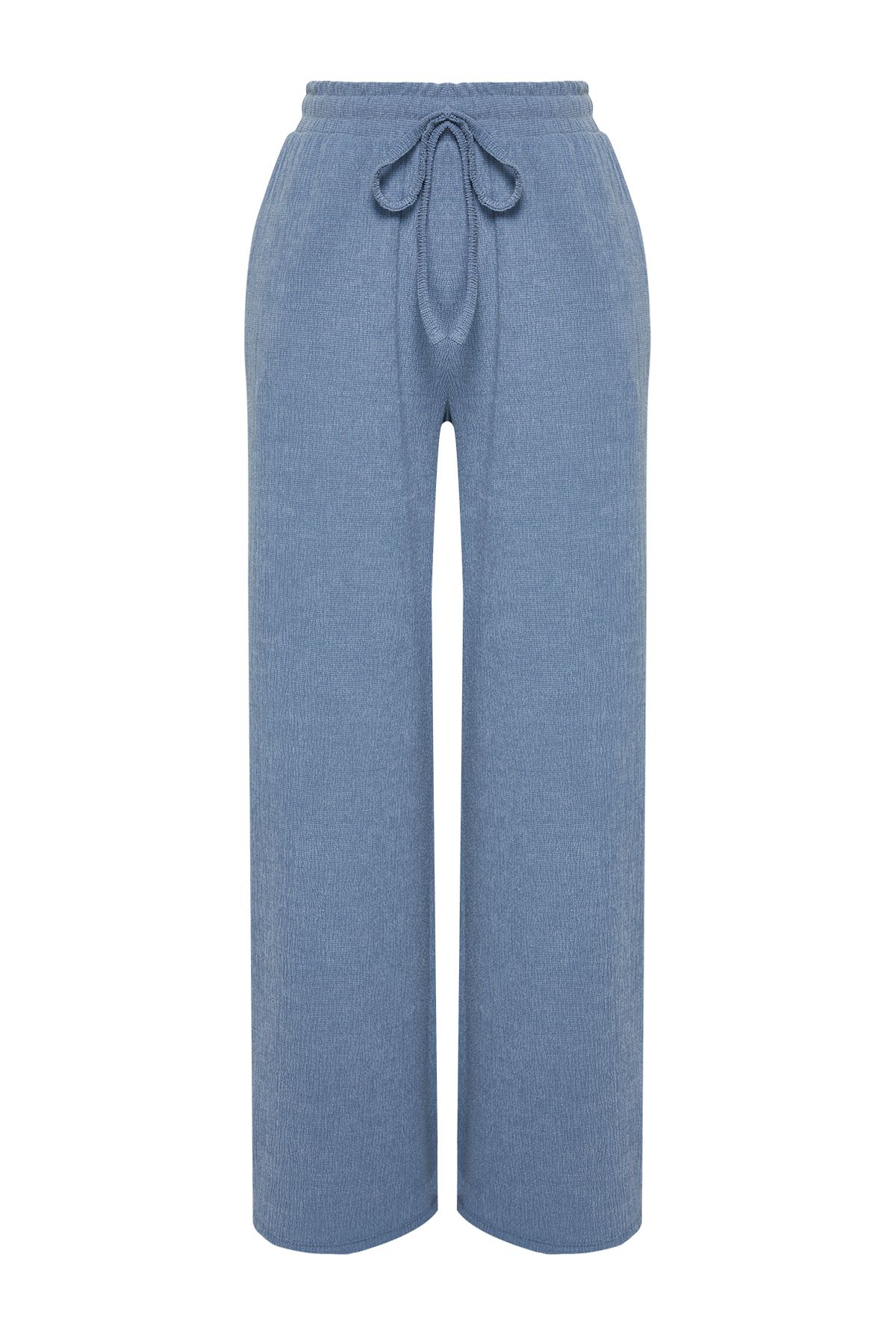Trendyol Collection-Ευέλικτο πλεκτό παντελόνι Premium Indigo με φαρδύ πόδι TWOSS24PL00054 13