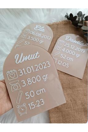 ENCİVA İSME ÖZEL BEBEK DOĞUM PANOSU AHŞAP STANDLI DEKORATİF YENİ DOĞAN HEDİYESİ