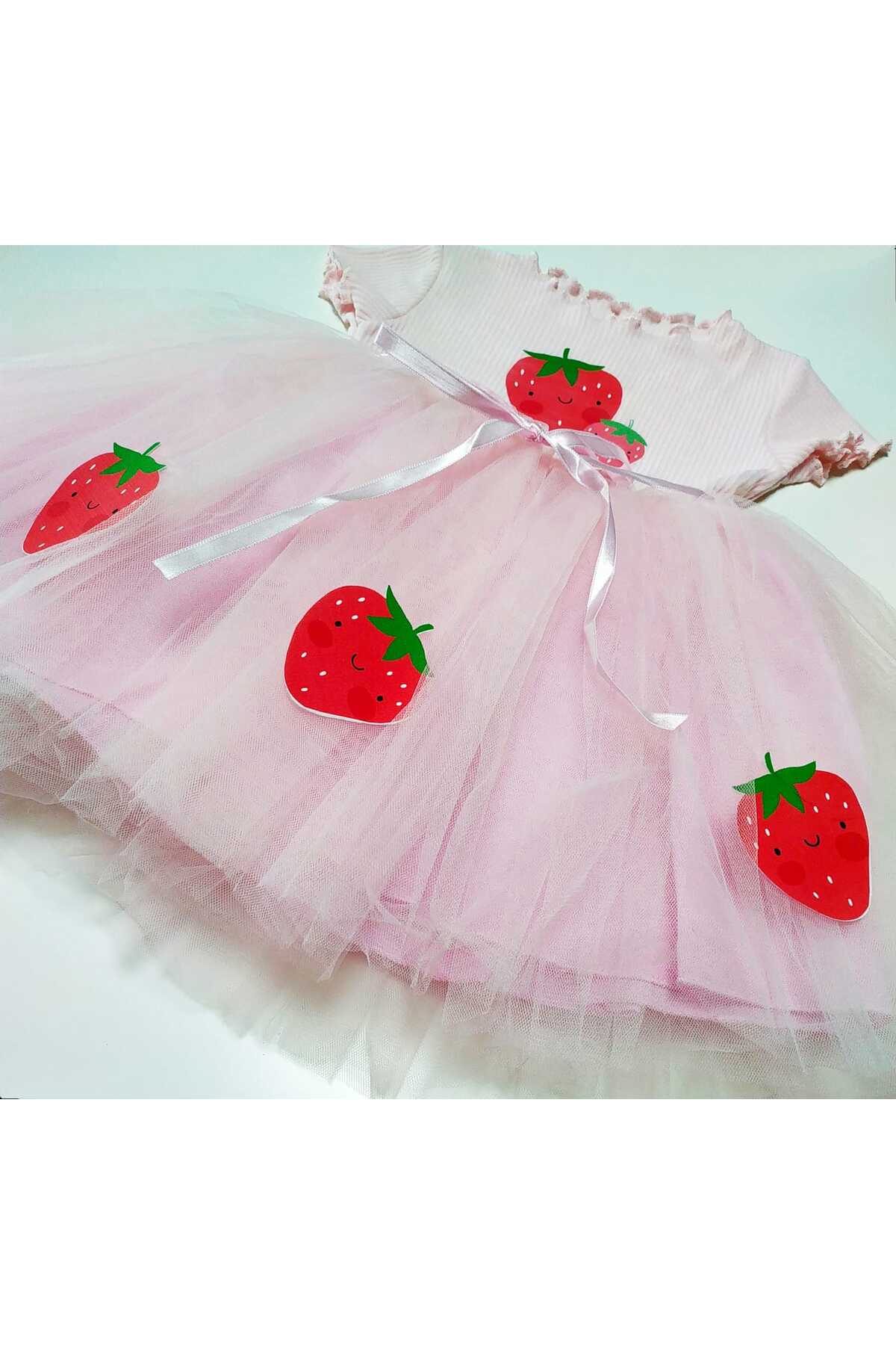 Fenomen Kids Çilekli Tütülü Astarlı Elbise fotoğrafı 2 (önizleme)