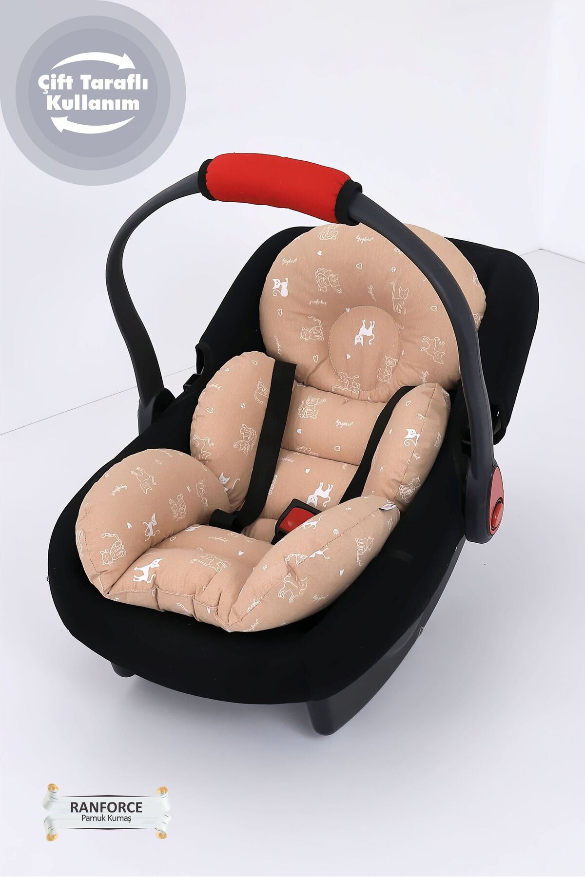 Umaybebek Puset Örtüsü Puset Minderi 2 Parça - Bel Destekli - Kedi Desen fotoğrafı 3 (önizleme)