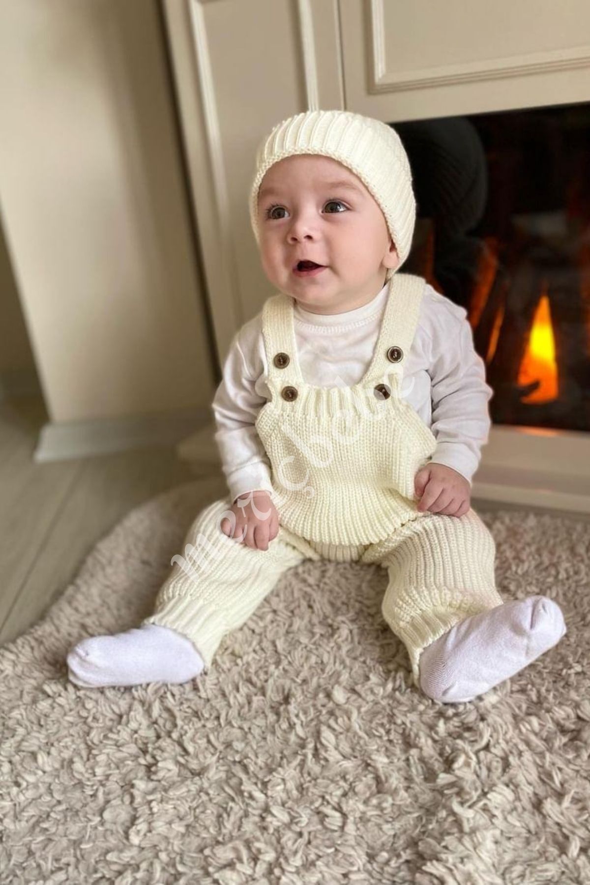 Meriç bebe Kız&Erkek Bebek Cep Detaylı Ayarlanabilir Askılı Selanik Örgü Şapkalı Triko Salopet fotoğrafı 5 (önizleme)