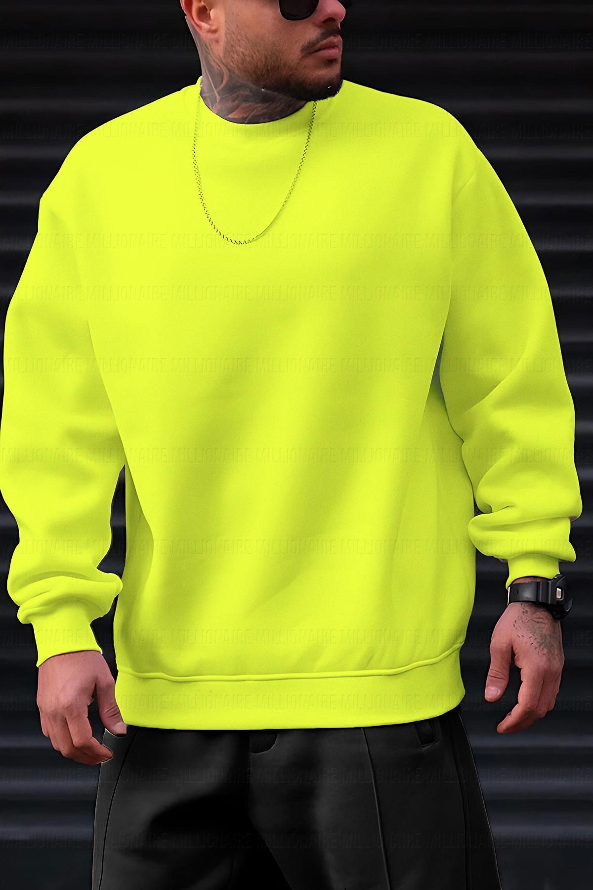 Neon yellow crew neck sweatshirt hotsell