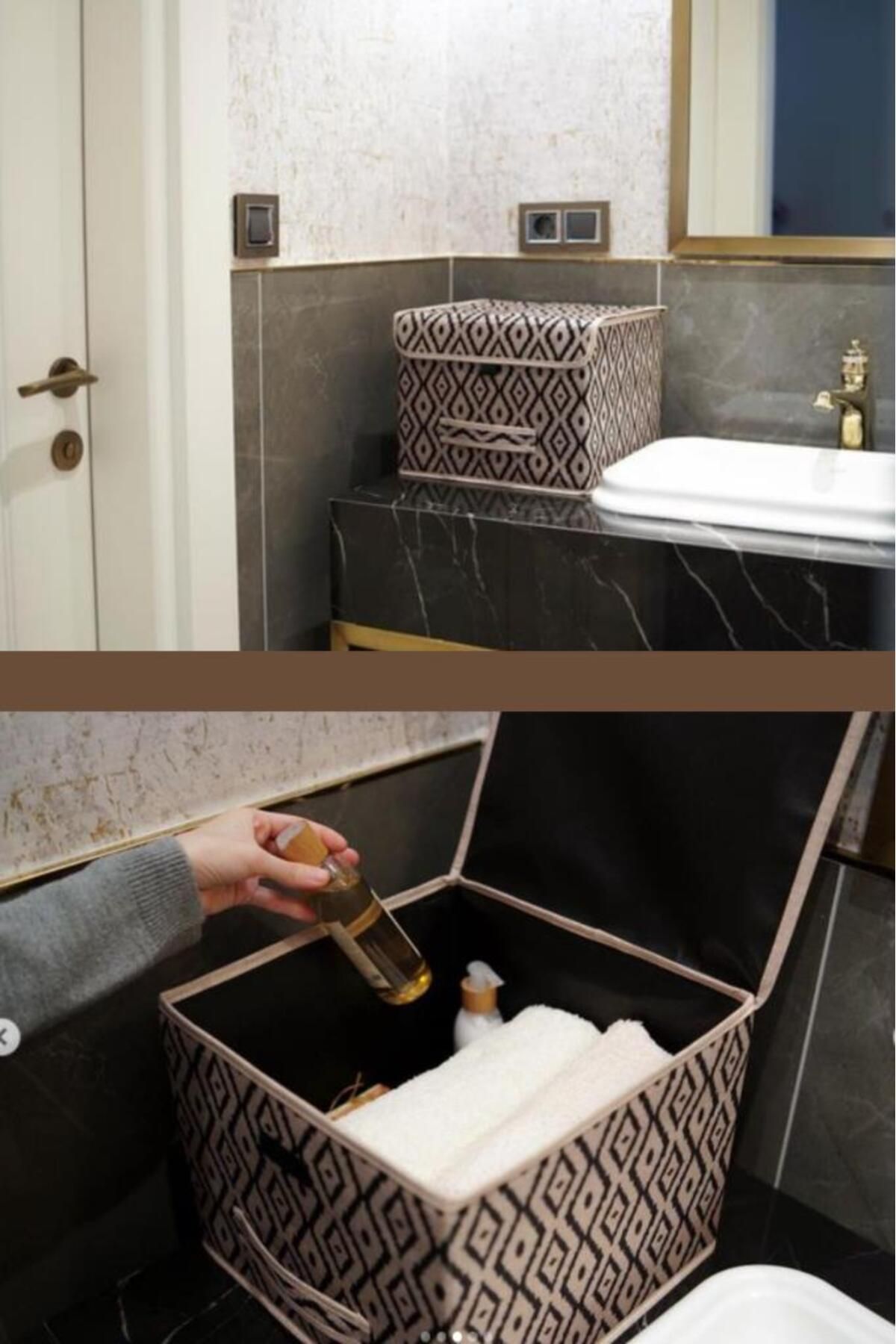 Flosoft-2 Pieces Multi-Purpose Box with Lid, Closet Shelf Organizer, Decorative Storage Box Set of 2 4