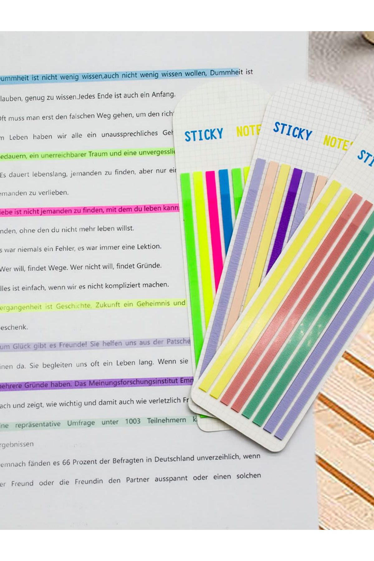 EZOSHOP-Set of 2 Long Ribbon and Square Note Large Size Transparent Adhesive Note Paper Stationery Post It Mixed Set 23 4