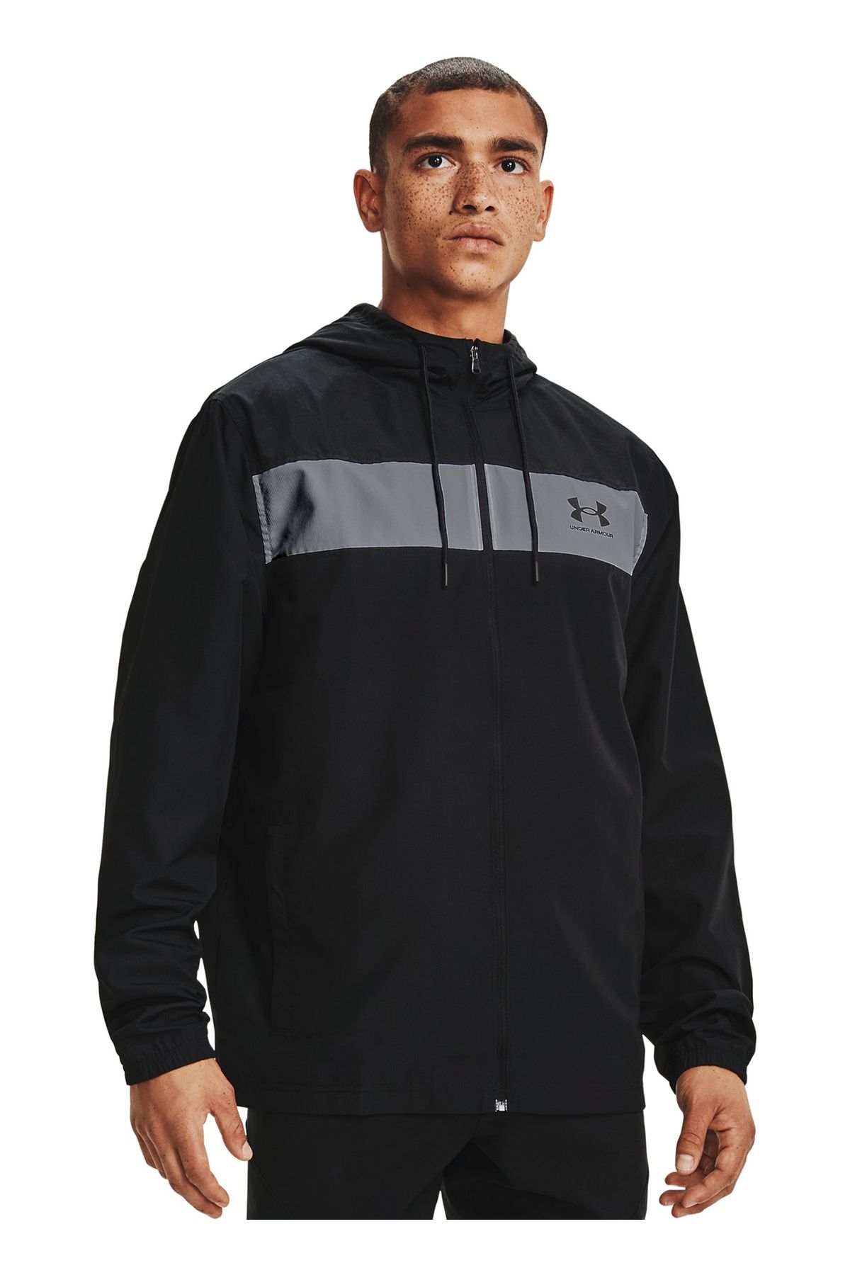 بارانی و بادگیر مشکی مردانه یقه سیاه با سیم پیچ فراوان 1361621 001 UA Sporttyle Under Armour