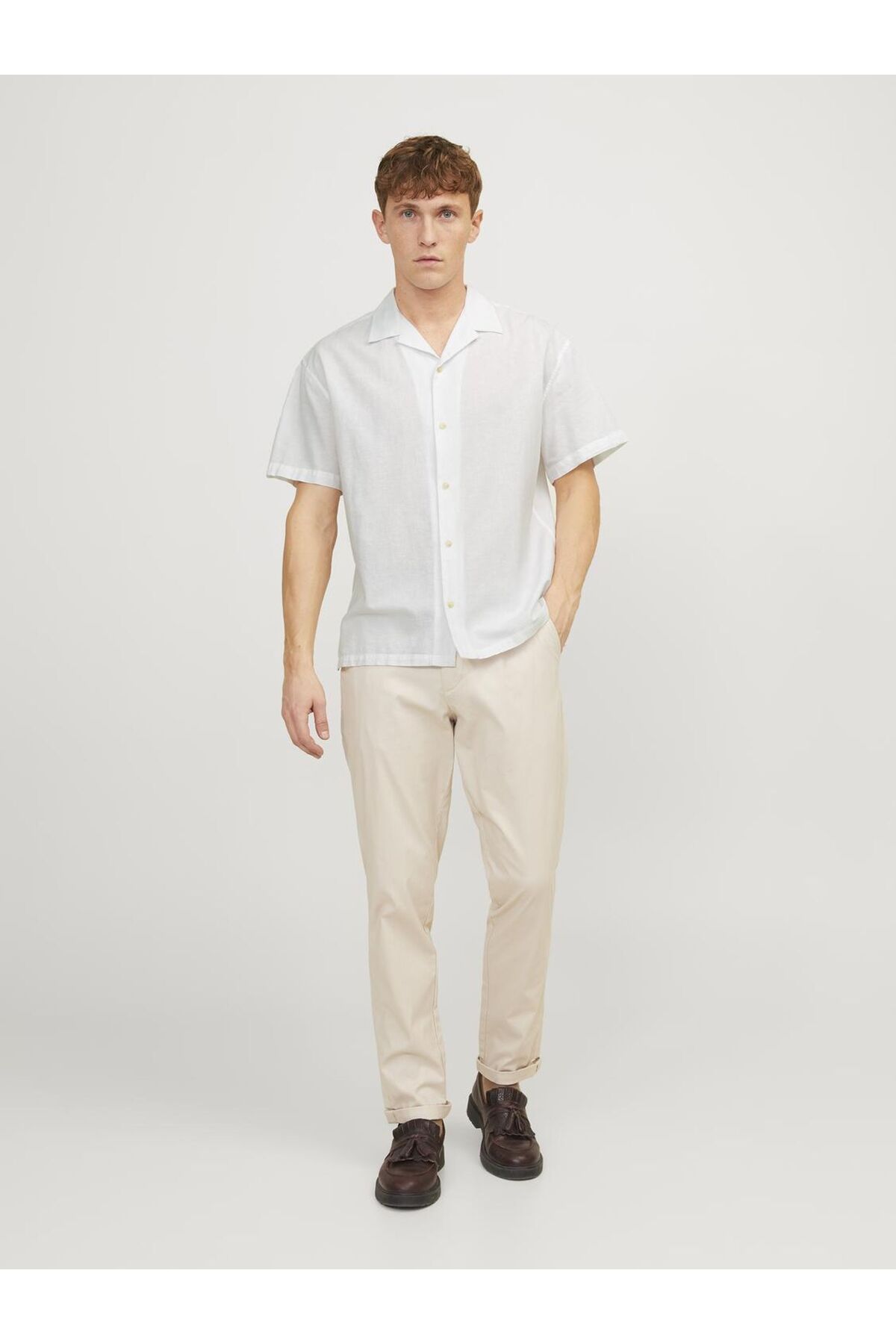 پیراهن جک اند جونز مردانه  سفید  راسته Regular/رگولار    بیسیک کژوال/روزمره | Jack & Jones TYC000DC9D170944062540602 TR - تصویر 4