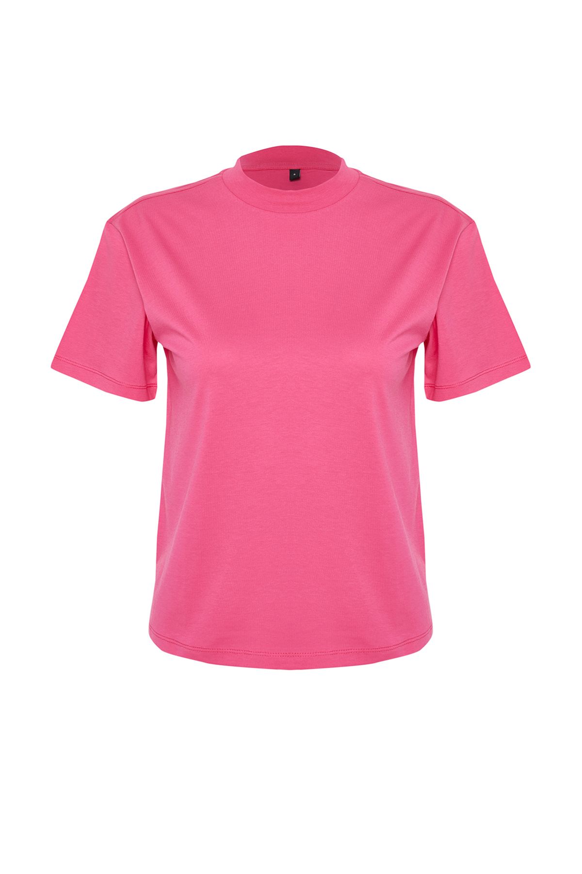 Trendyol Collection-Sötét rózsaszín állógallér 100% pamut kötött póló - TWOAW20TS0096 7