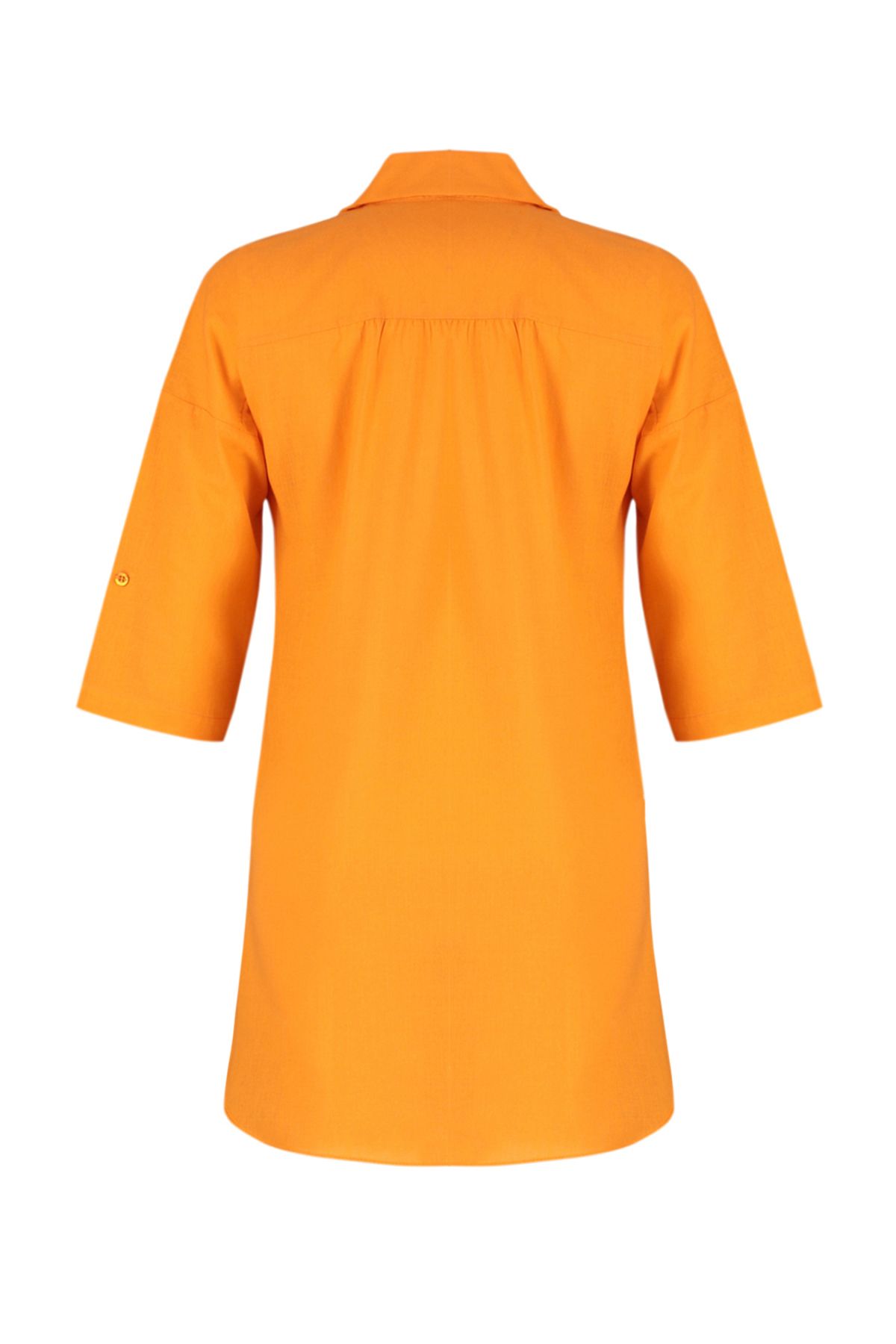 Trendyol Collection-Πορτοκαλί υφαντό βαμβακερό μίνι φόρεμα παραλίας TBESS21EL3979 8