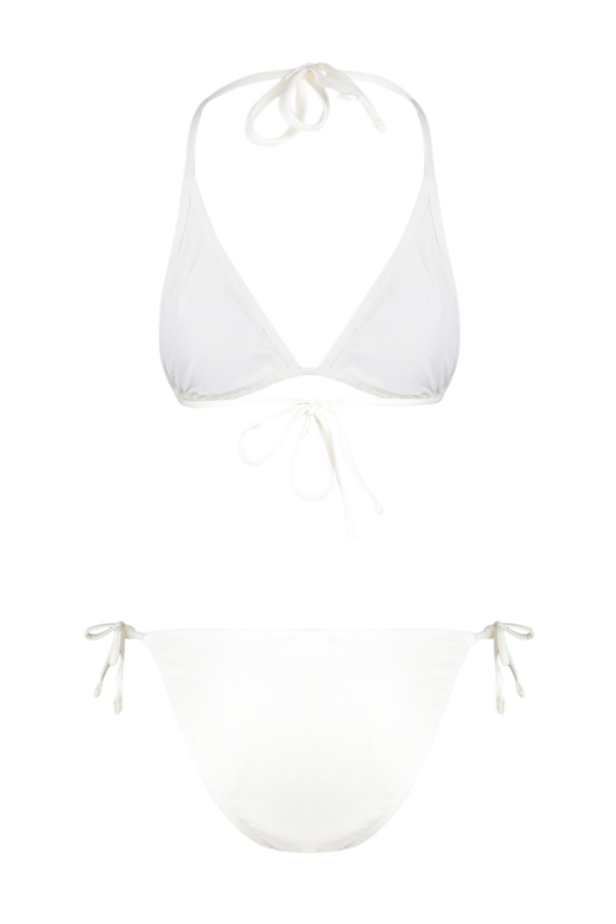 Trendyol Collection-Ecru Triangle Tied Knitwear Regular Bikini Set TBESS24BT00085 8