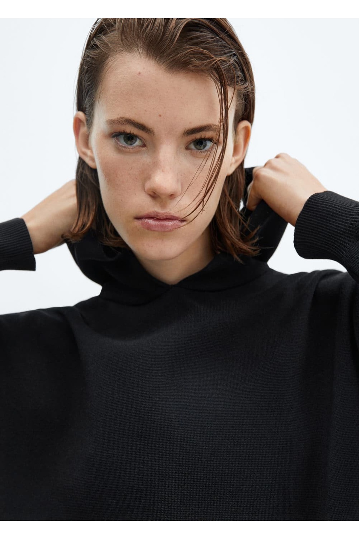 بافت و پلیور زنانه مشکی منگوMANGO | 57005829 اورجینال - تصویر 8